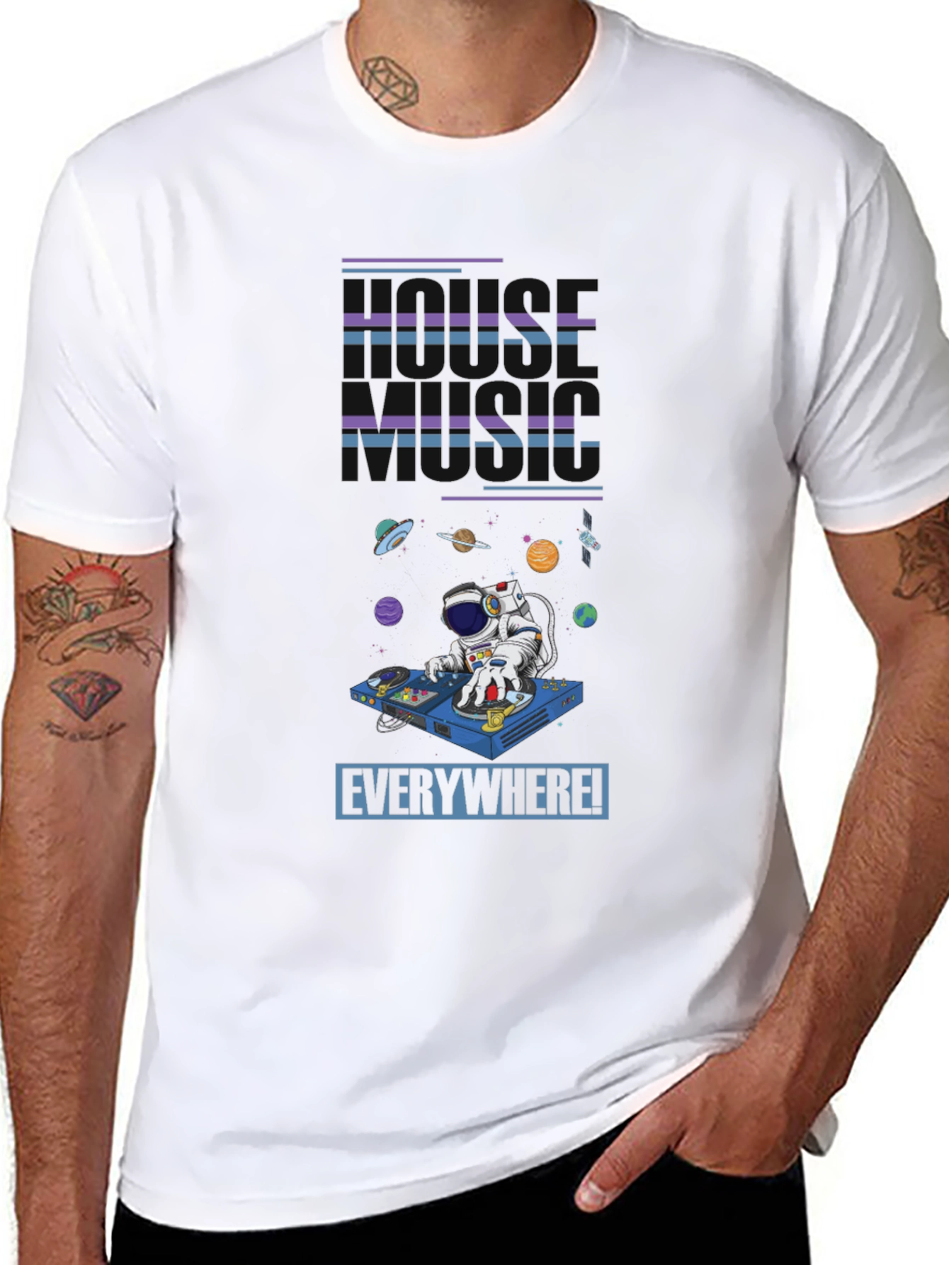 Black House Music Everywhere T-Shirt - Astronaut DJ view 8