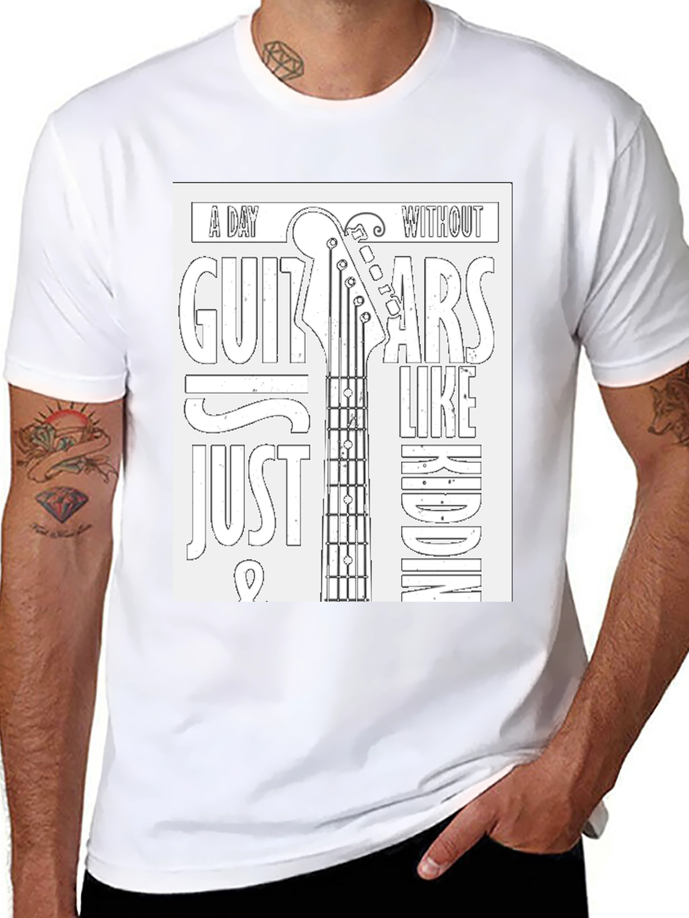 Black Guitar Lover's T-Shirt: A Day Without Guitars... view 8
