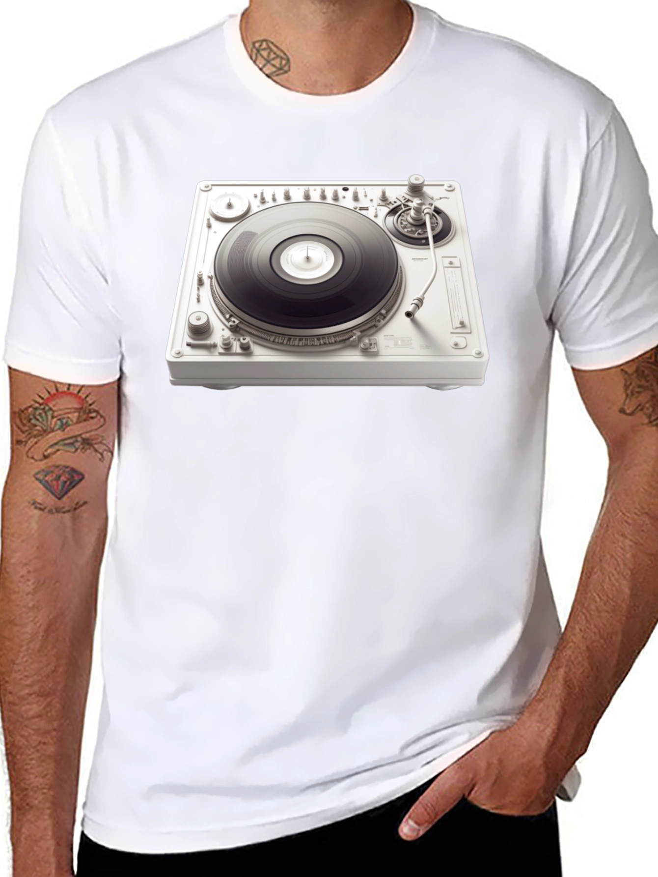 Black DJ Turntable Graphic Tee - Music Lover's T-Shirt view 8