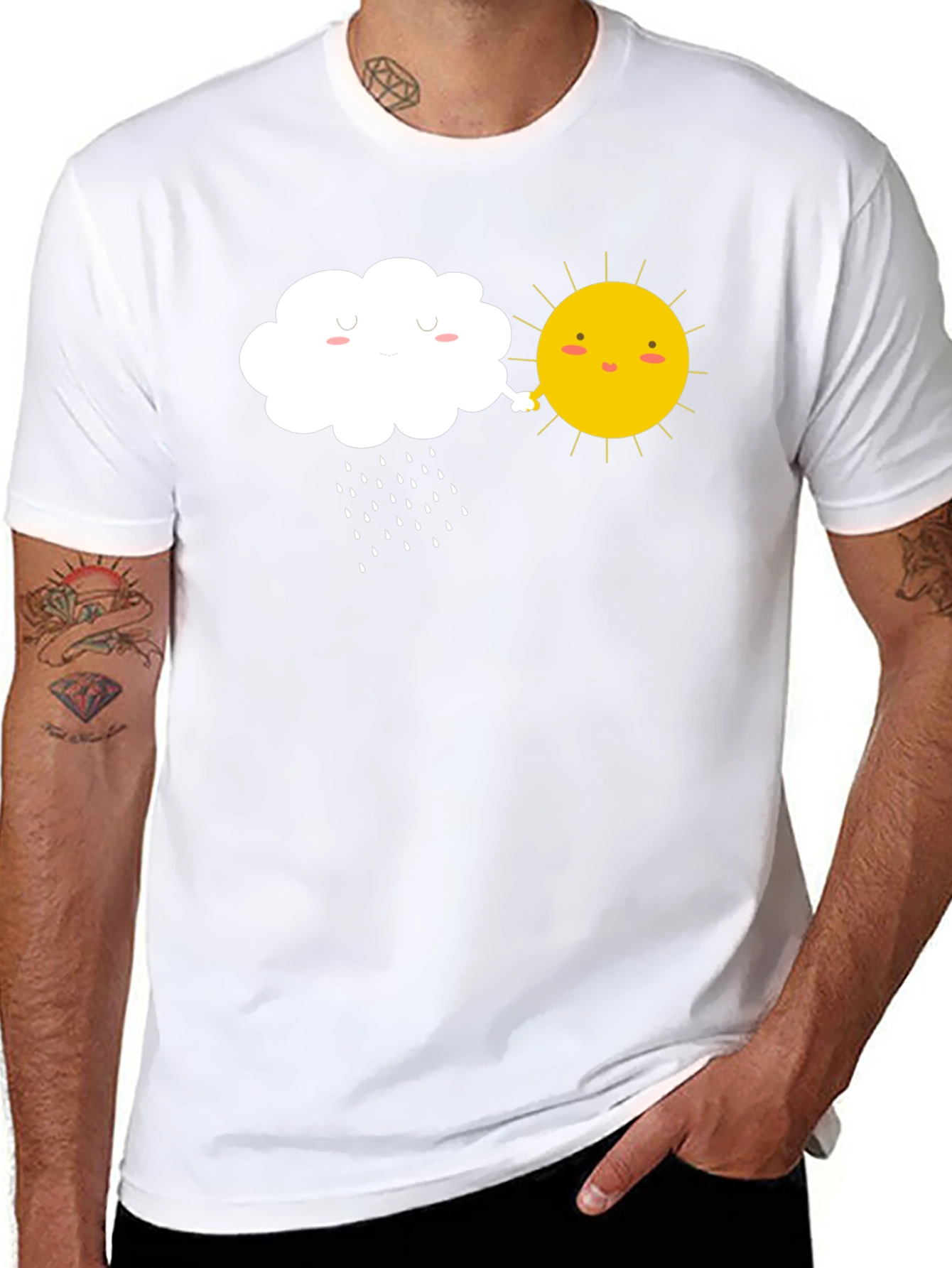 Black Cute Sun and Cloud Graphic Tee view 8
