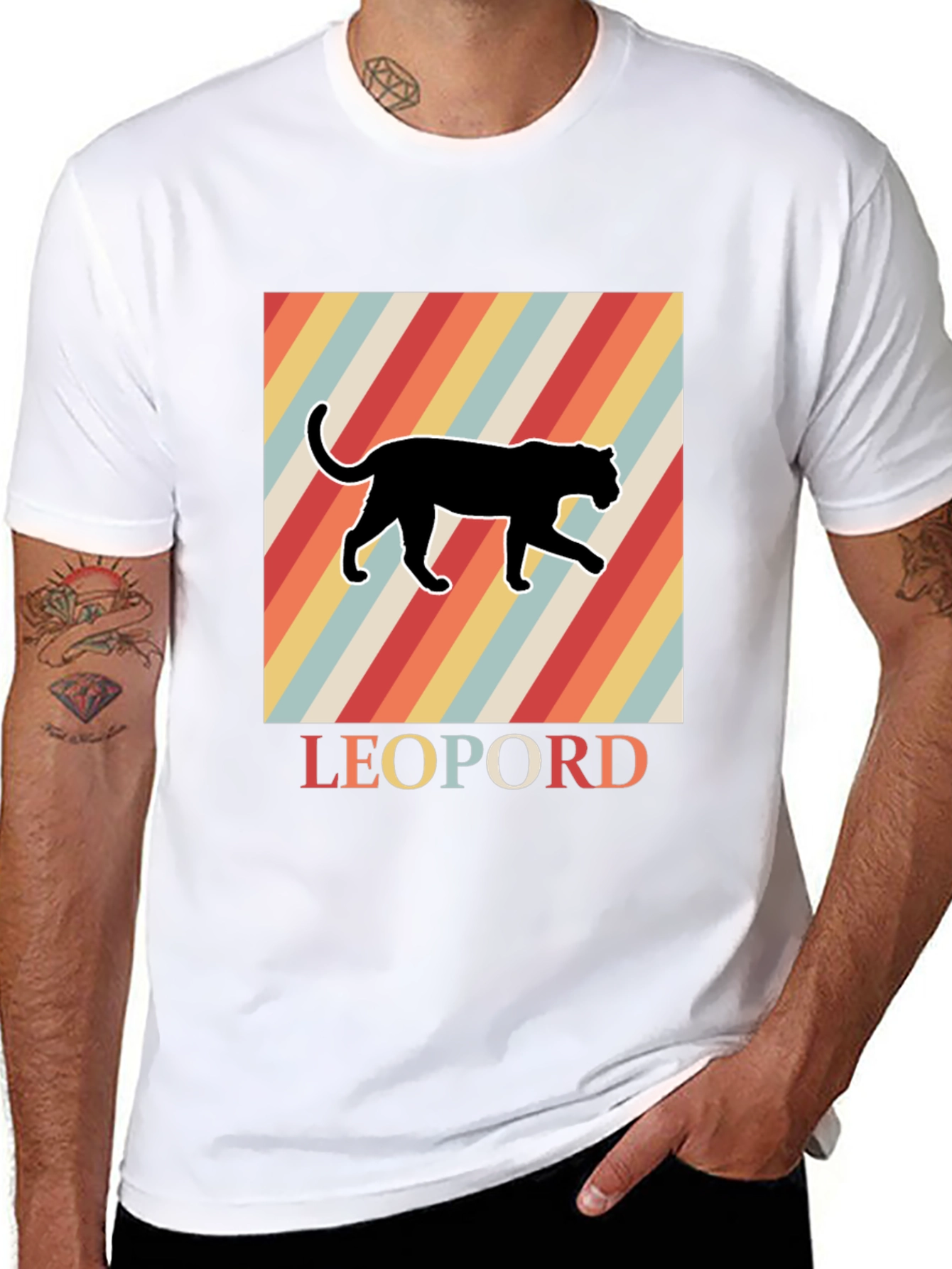 Black Retro Leopard Graphic T-Shirt - Cool Vintage Style view 8