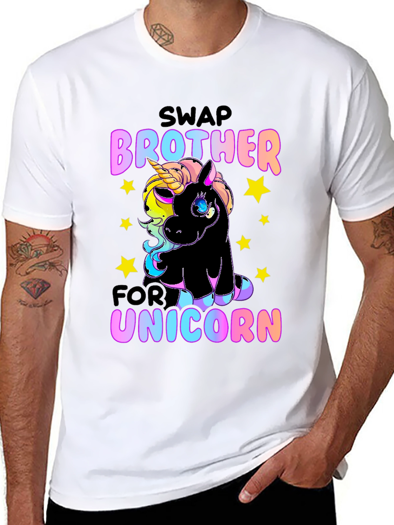 Black Swap Brother for Unicorn T-Shirt view 8