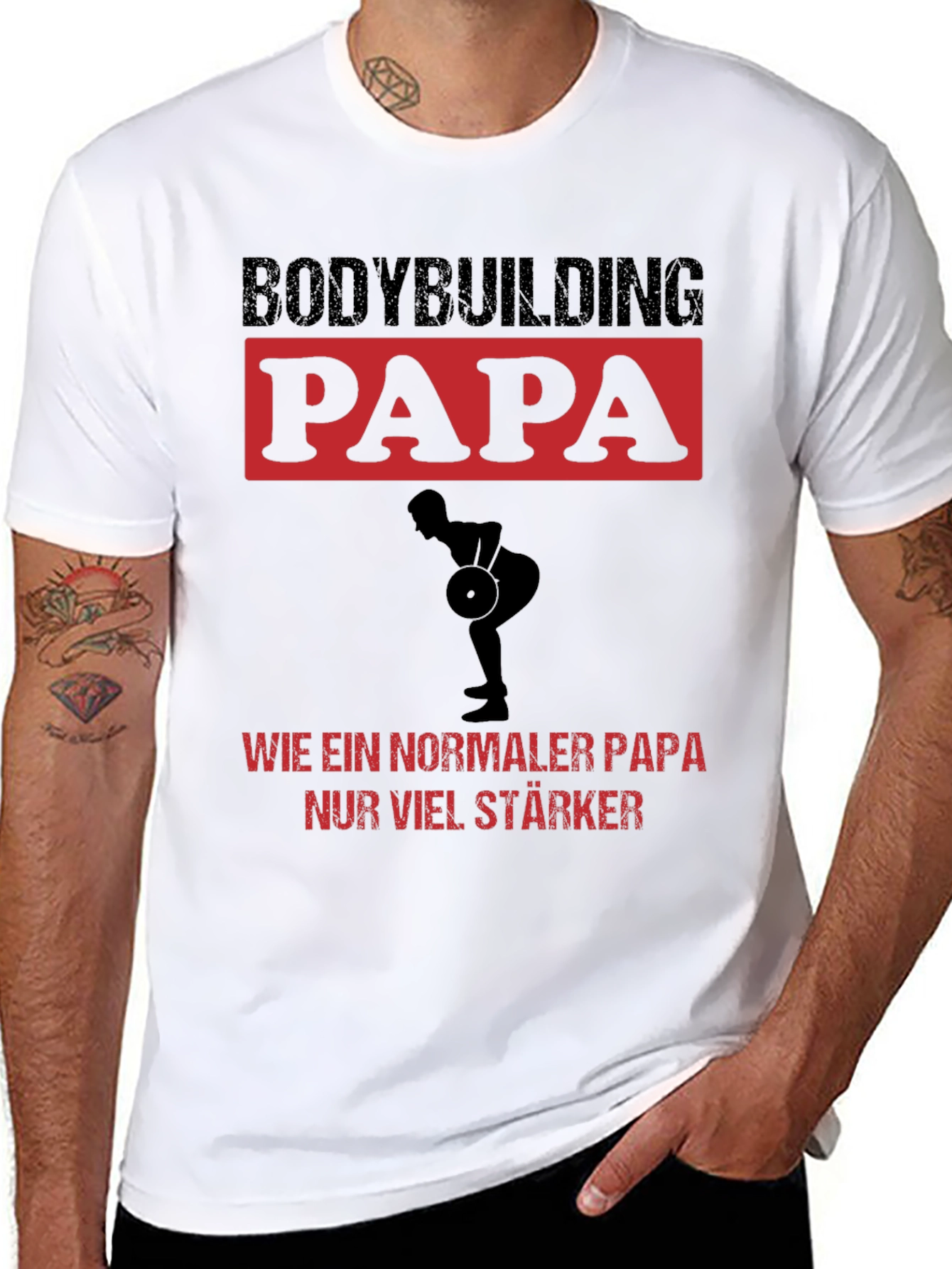 Black Bodybuilding Papa T-Shirt - Strong Dad Tee view 8