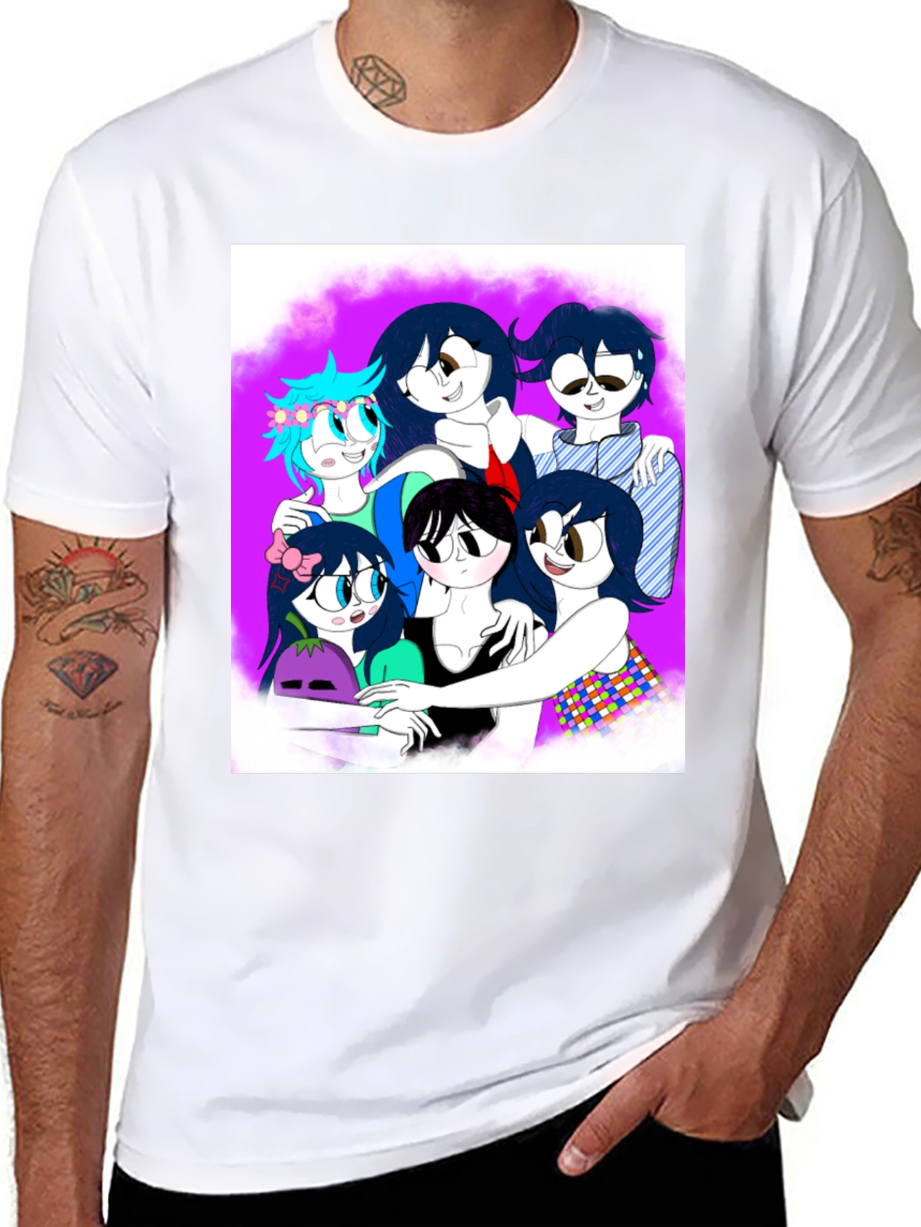 Black Anime Style Graphic Tee view 8