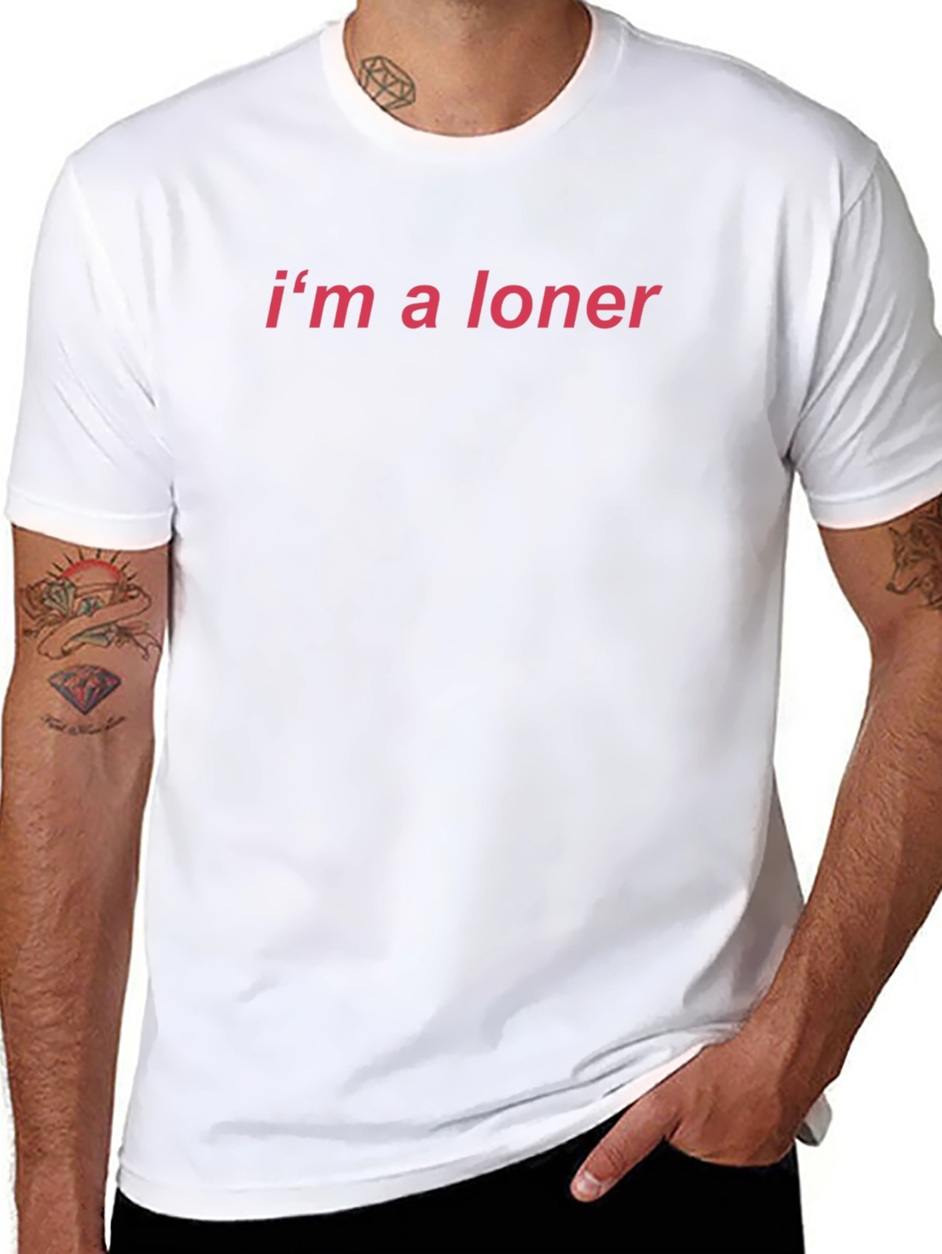 Black I'm a Loner Graphic Tee - Black Cotton Casual Wear view 8