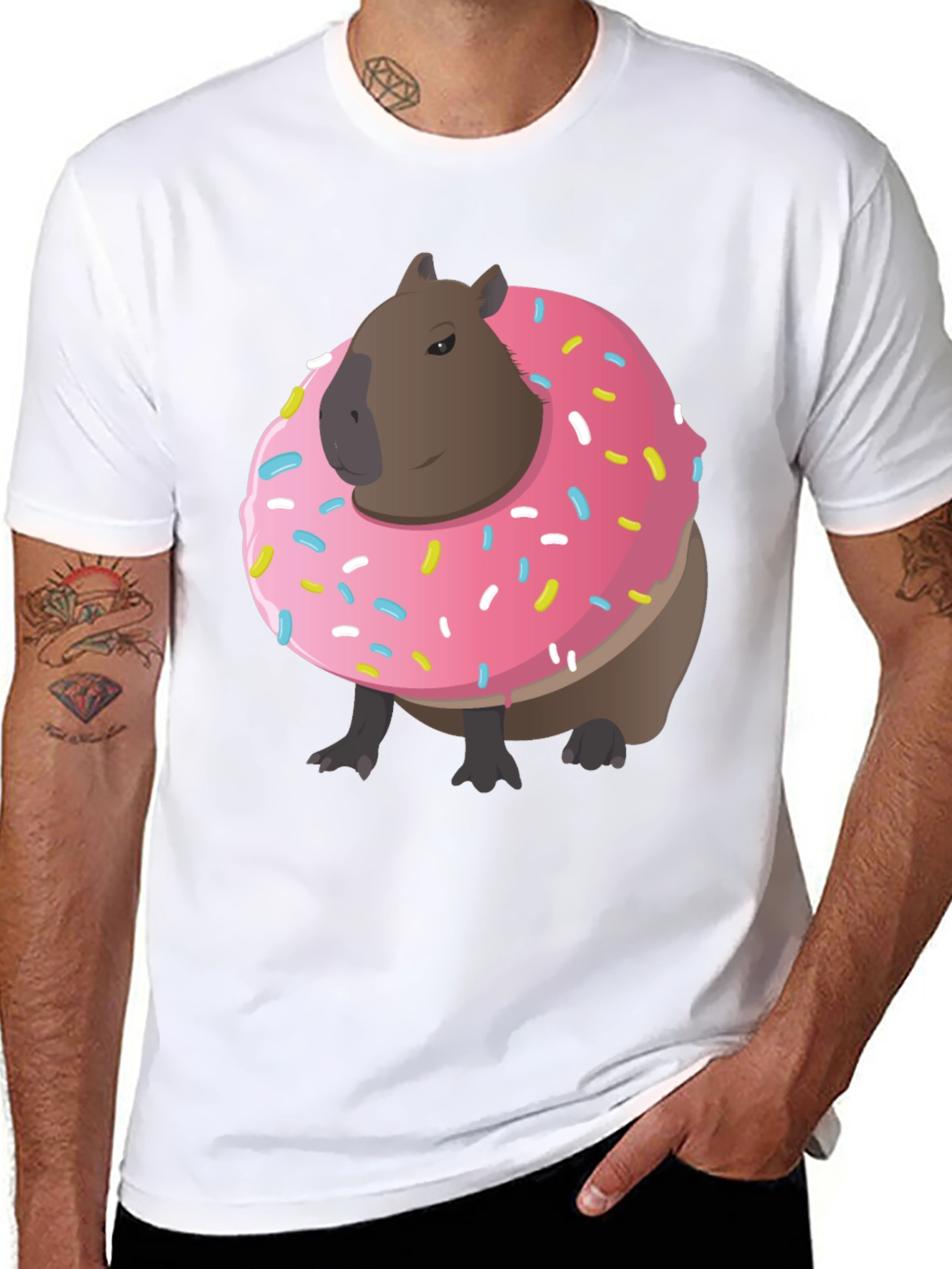Black Capybara Donut T-Shirt - Funny Graphic Tee view 8