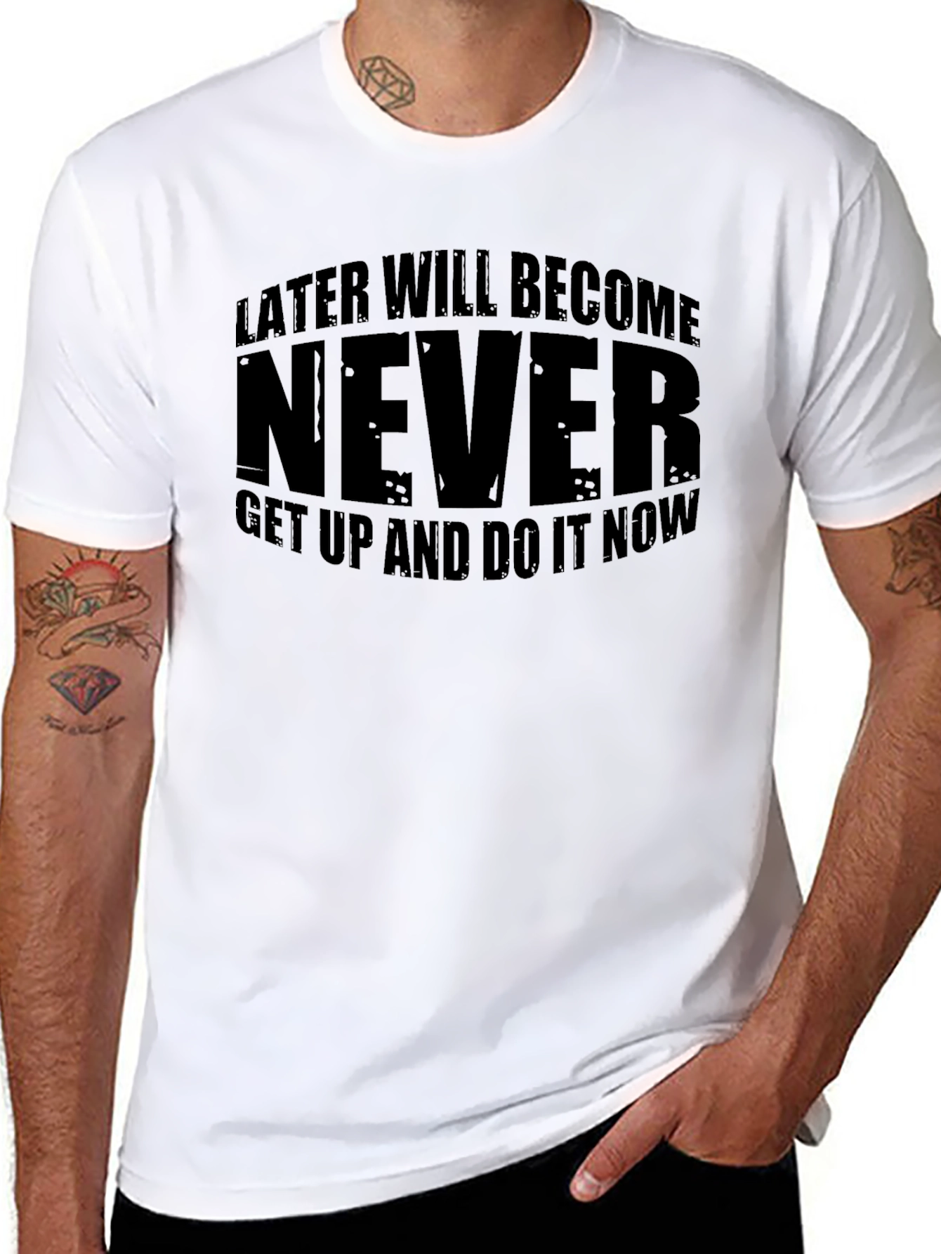 Black Later Will Become Never Motivational Black T-Shirt view 8