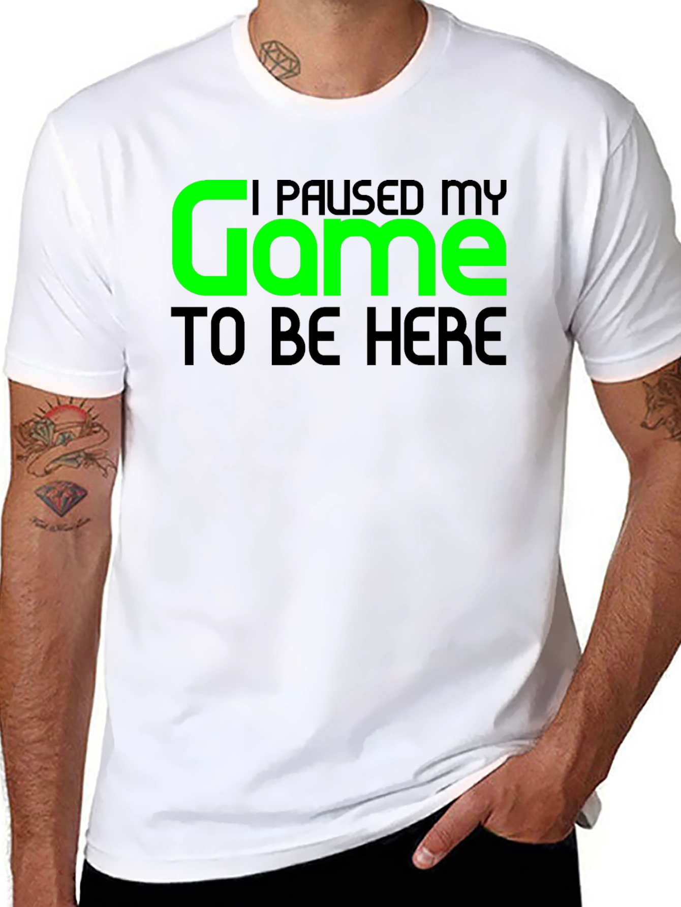 Black Gamer T-Shirt - I Paused My Game To Be Here view 8