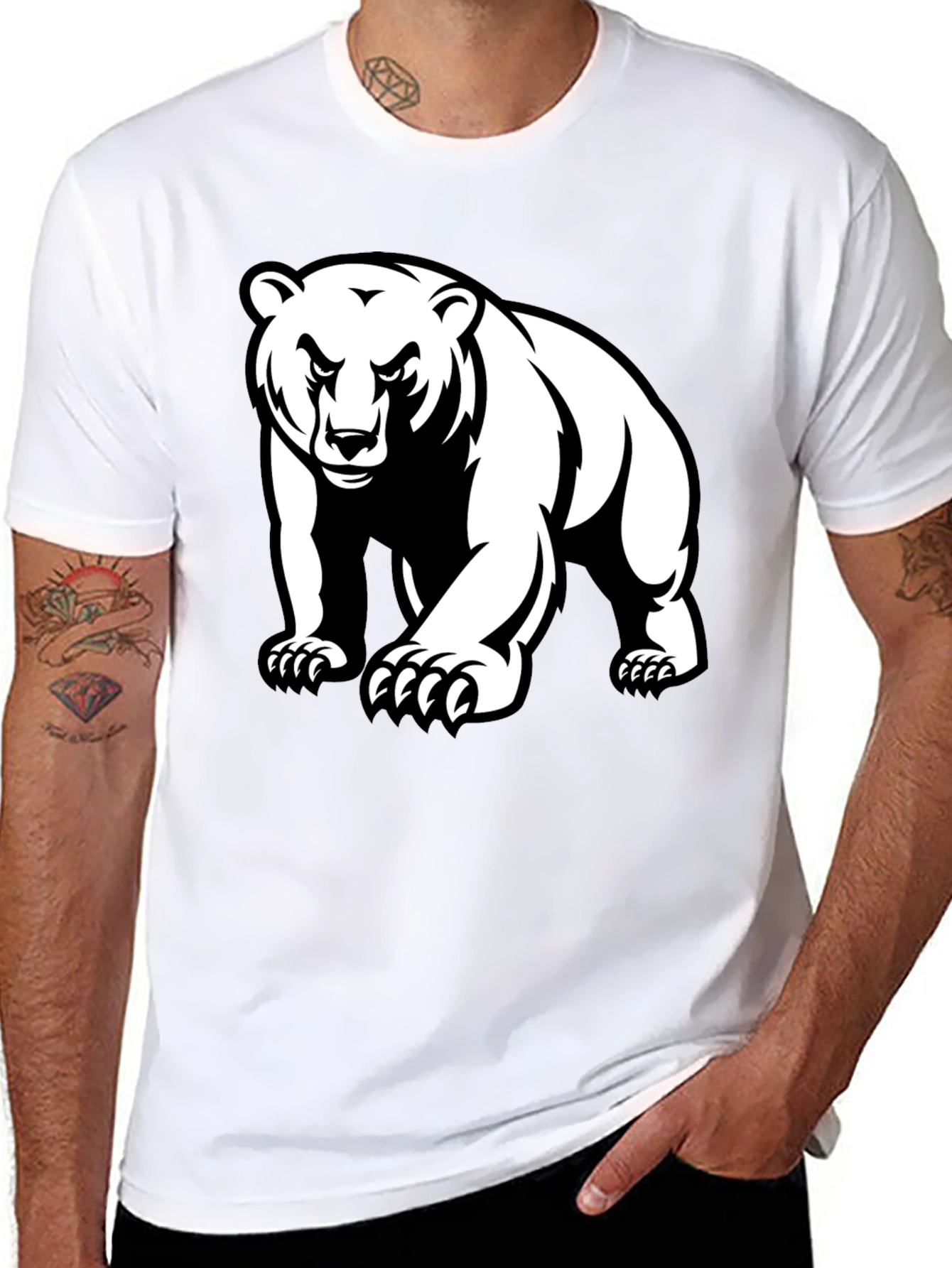 Black Bear Graphic Tee - Black Crew Neck T-Shirt view 8