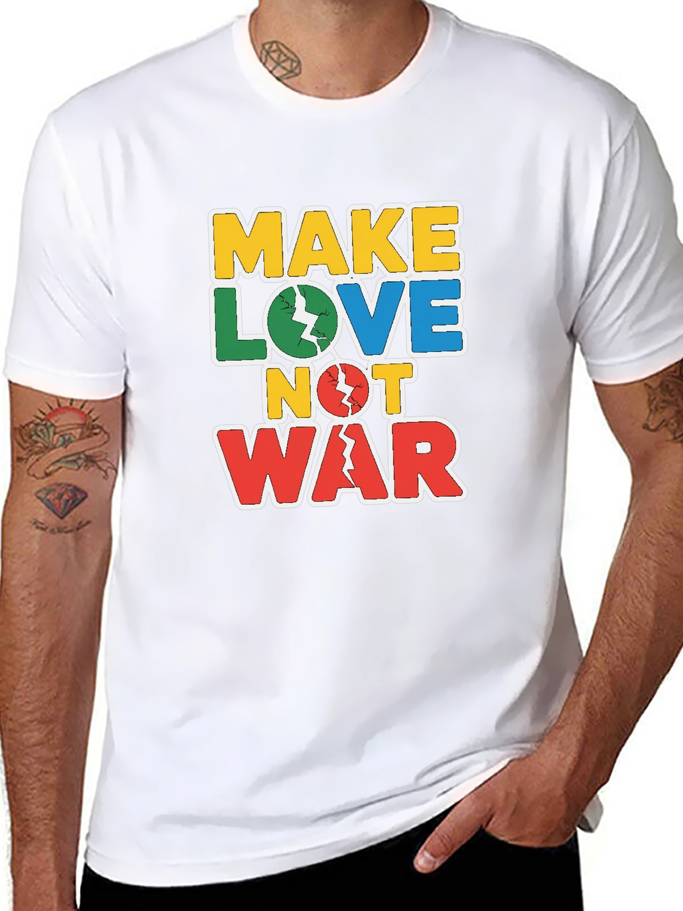 Black Make Love Not War Graphic Tee view 8