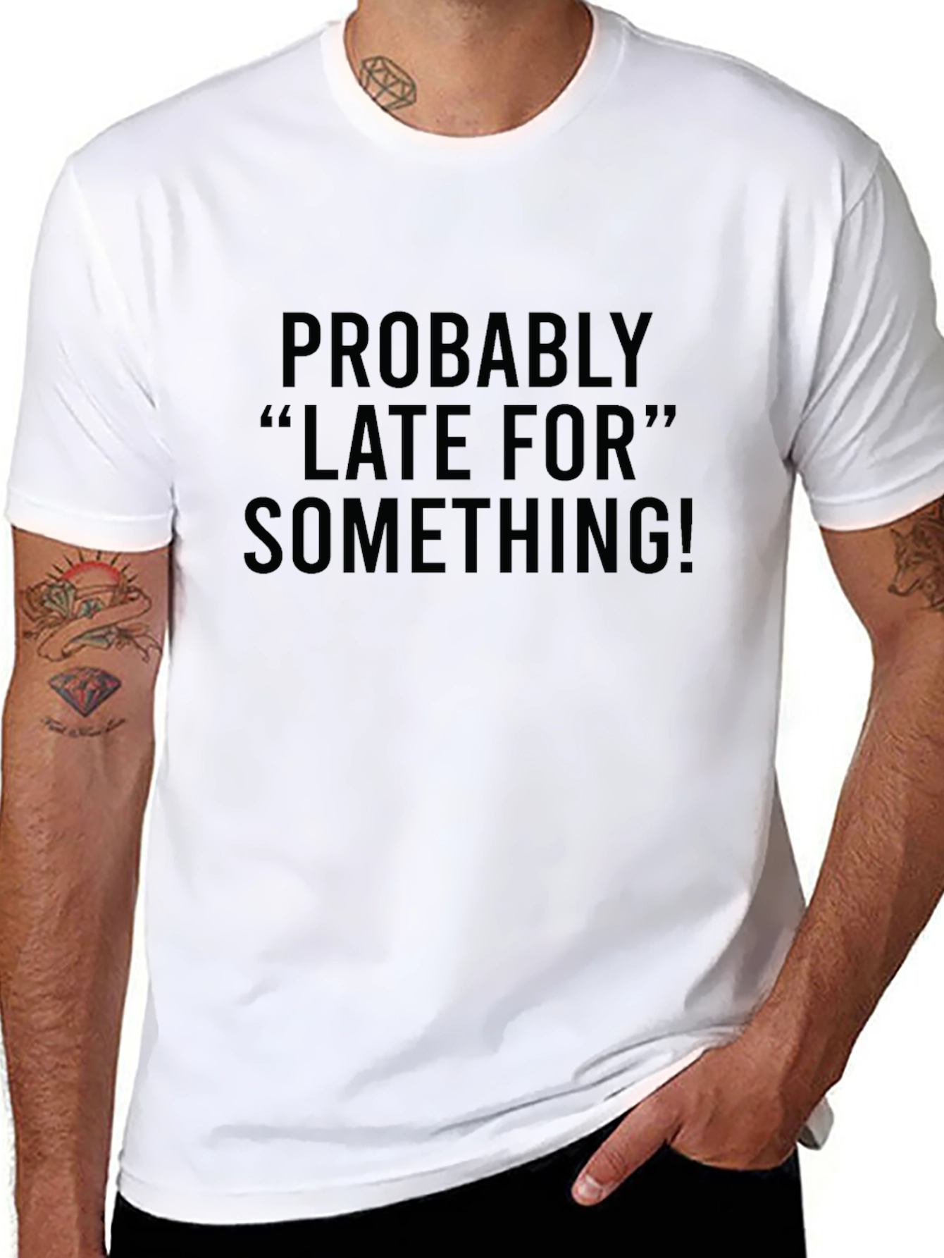 Black Late For Something Black Graphic Tee view 8