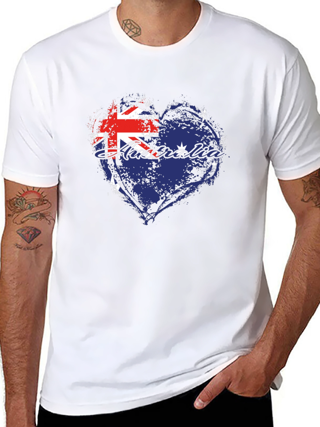 Black Australia Flag Heart Graphic Tee - Black view 8