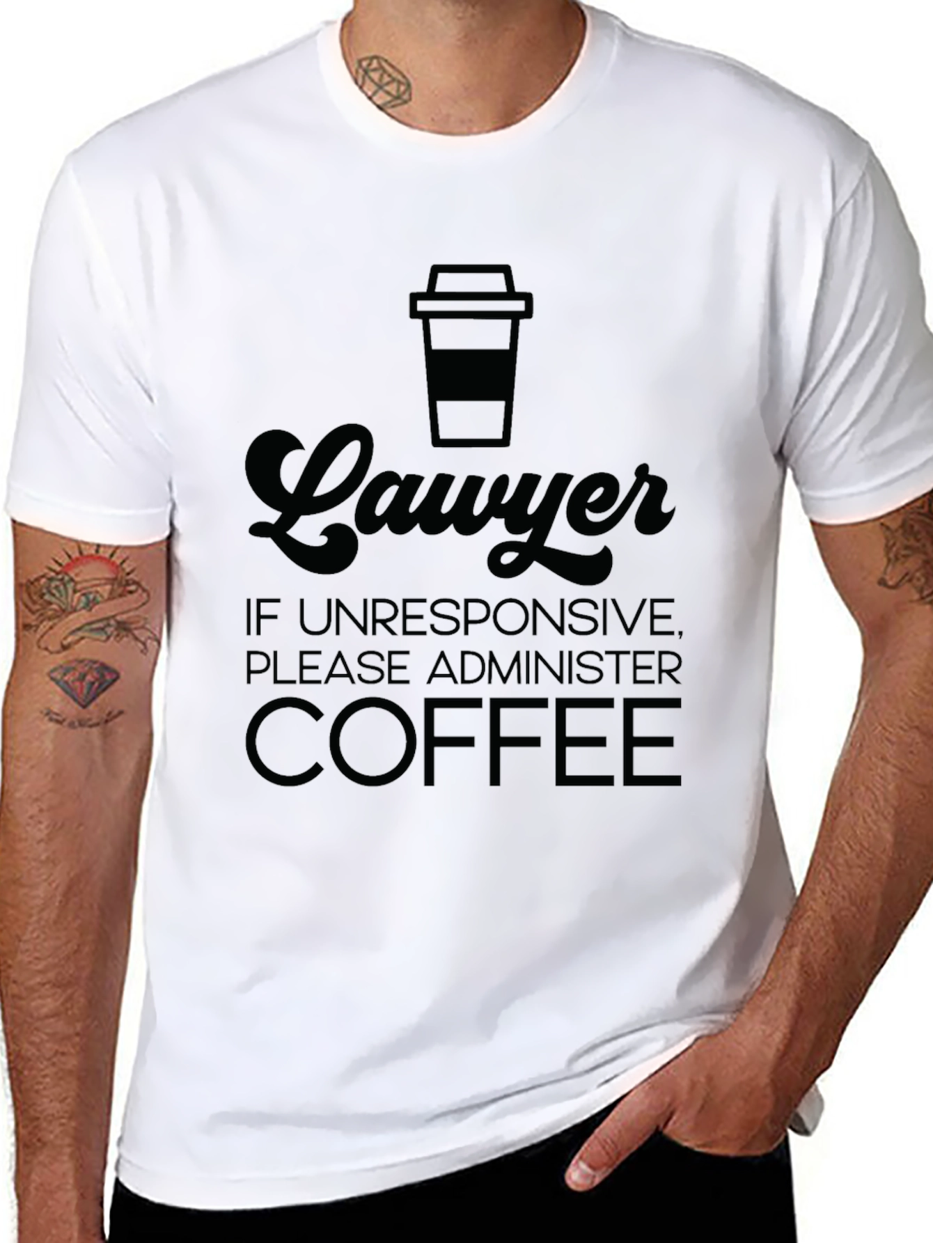 Black Lawyer Coffee T-Shirt - If Unresponsive Administer Coffee! view 8