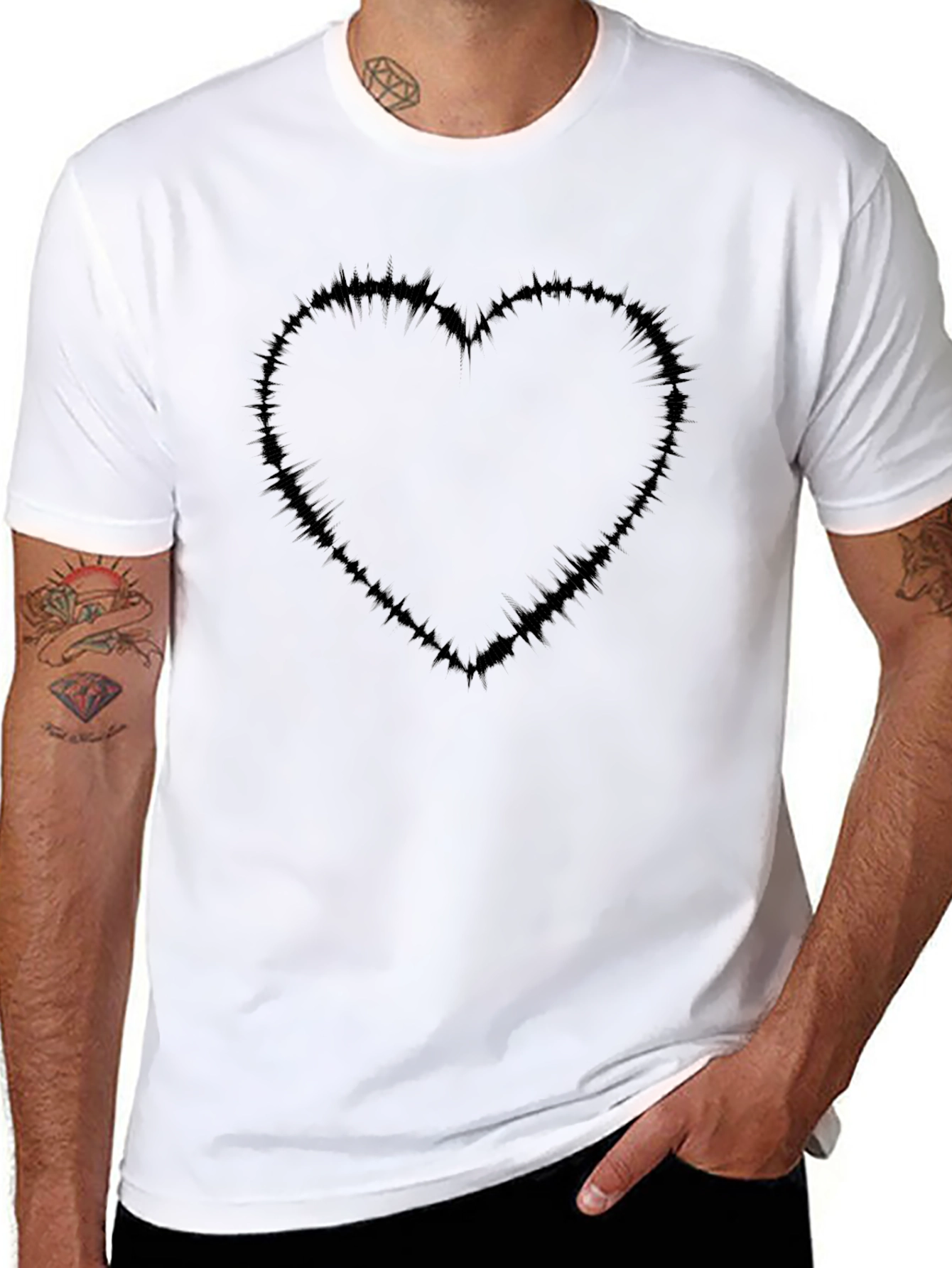 Black Edgy Heart Graphic Tee - Soft Cotton Blend view 8
