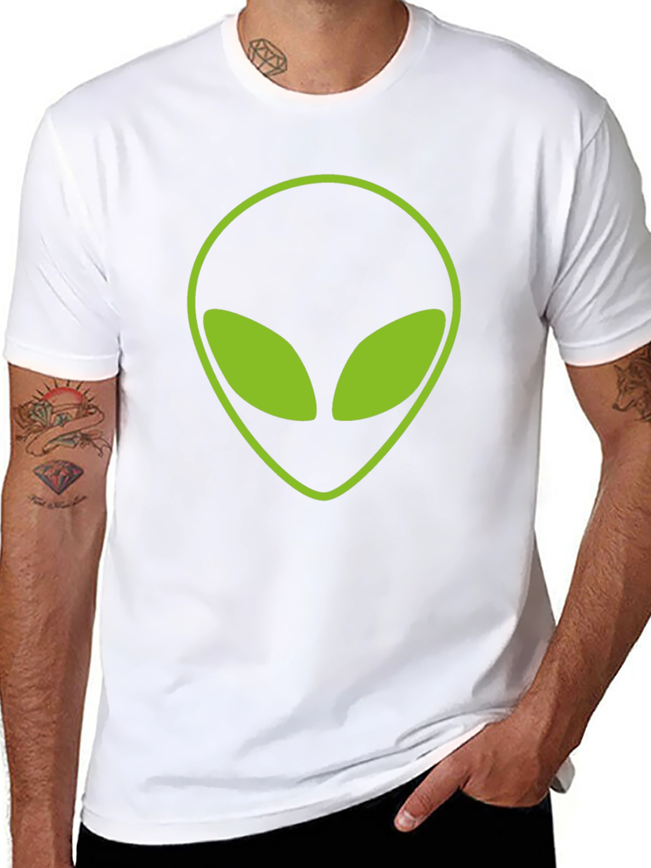 Black Men's Black Alien Graphic T-Shirt view 8