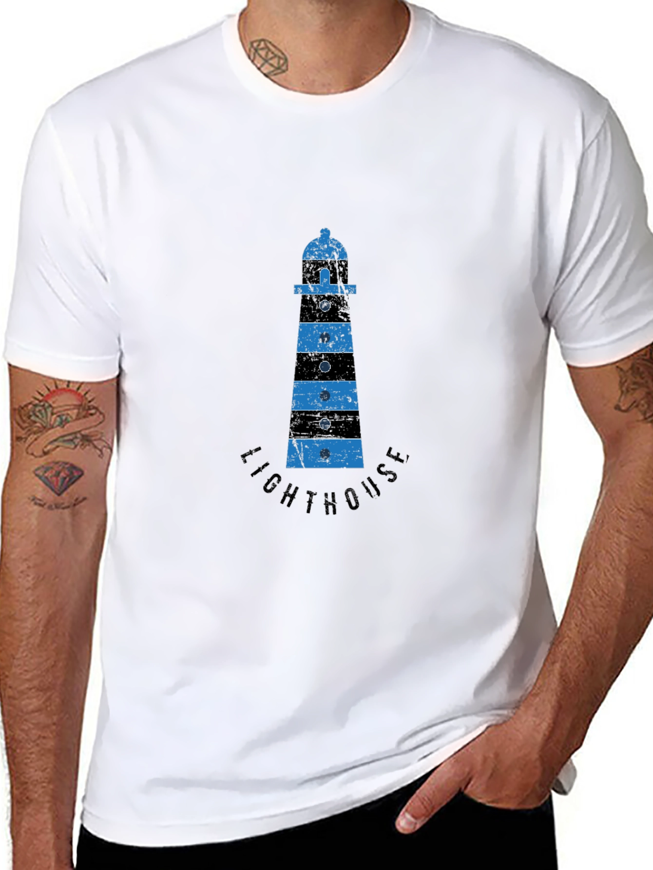 Black Lighthouse Graphic Print T-Shirt view 8
