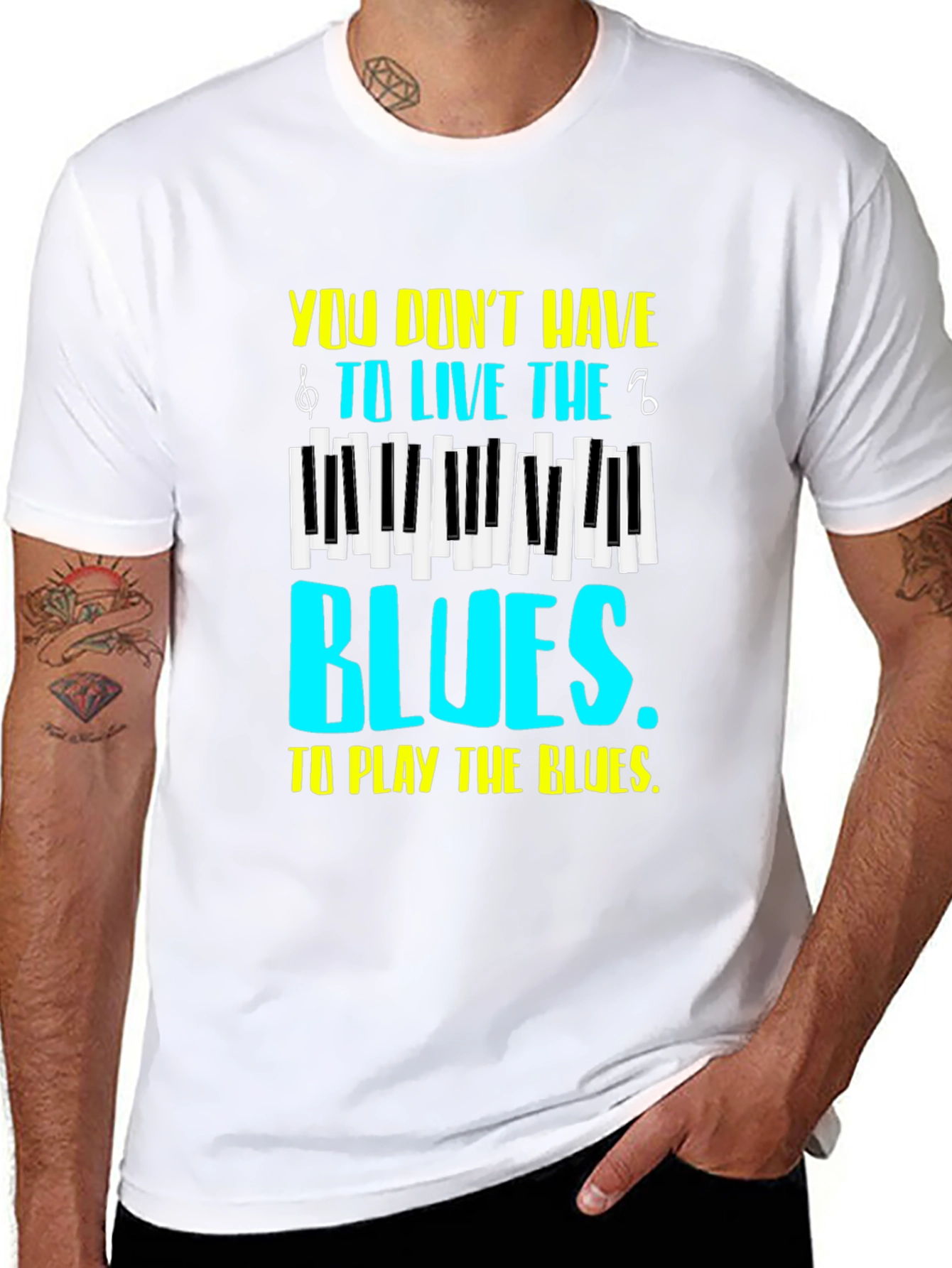 Black Piano Blues T-Shirt - Music Lover Tee view 8