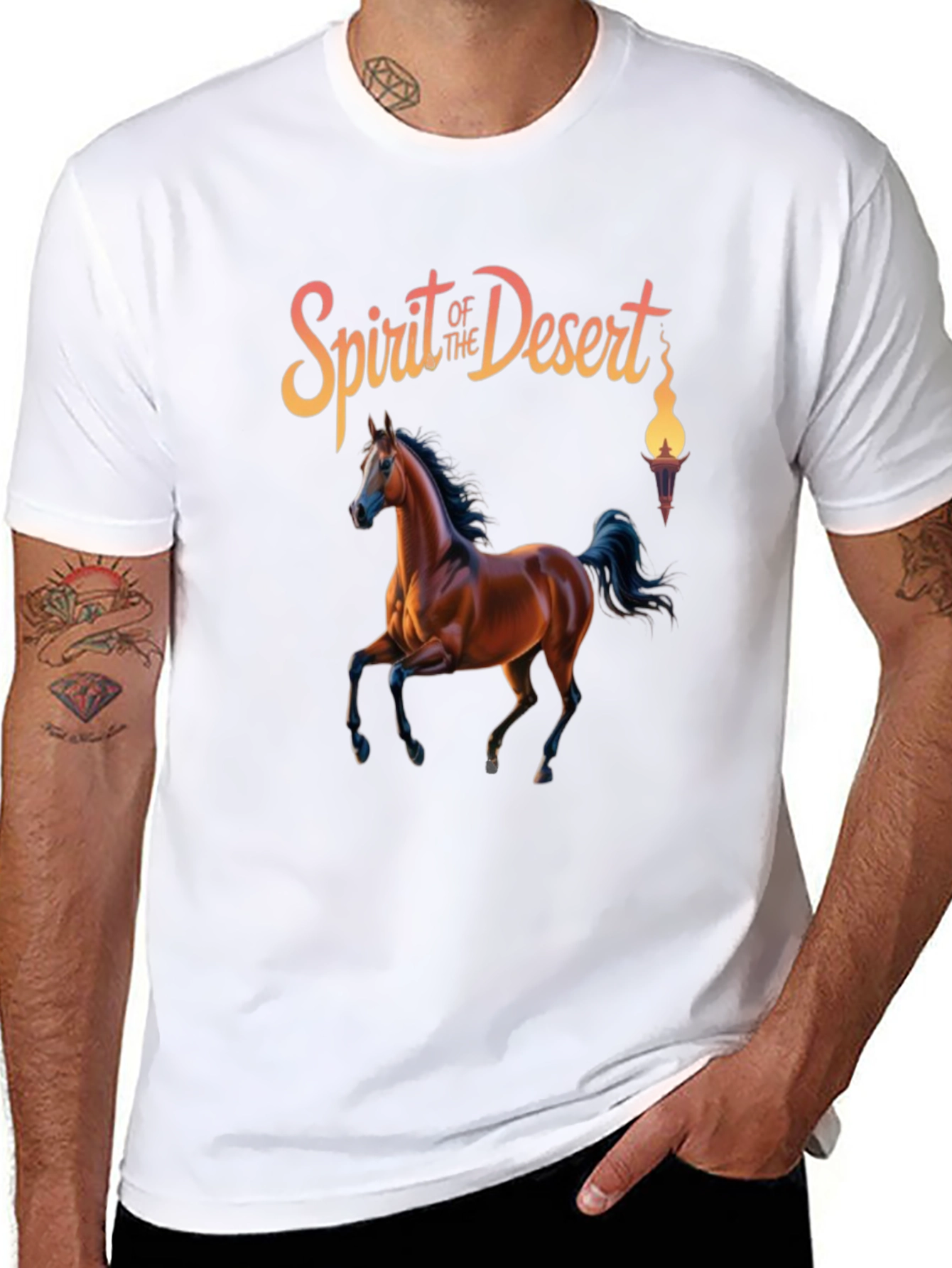Black Spirit of the Desert Horse Graphic T-Shirt view 8