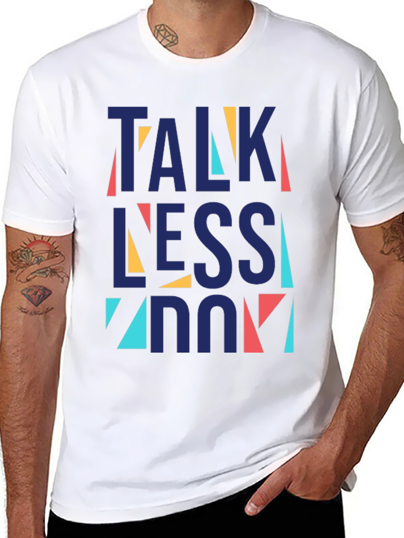 Black Talk Less Do More Graphic Tee - Black Cotton Blend T-Shirt view 8