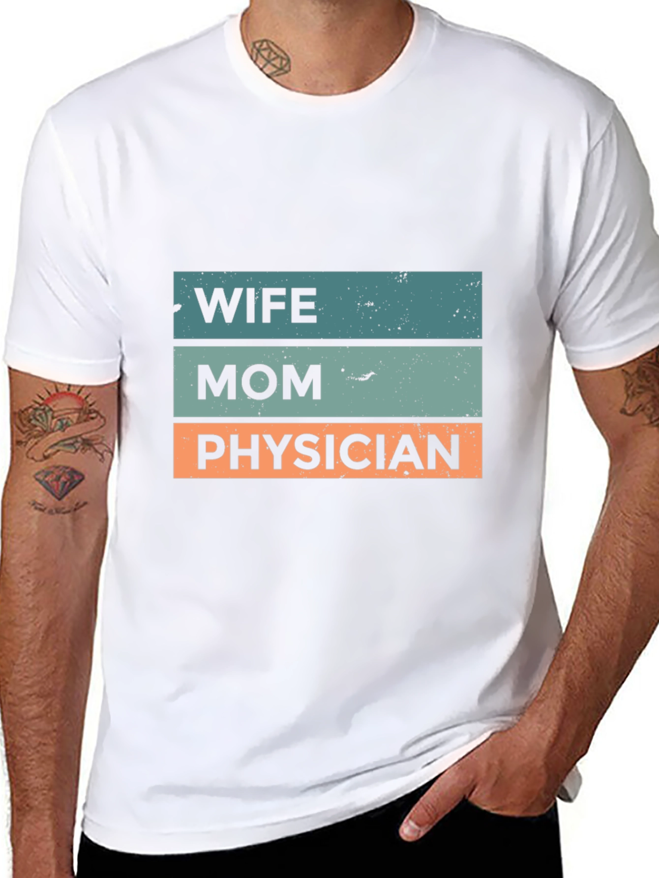 Black Wife Mom Physician T-Shirt - Black view 8