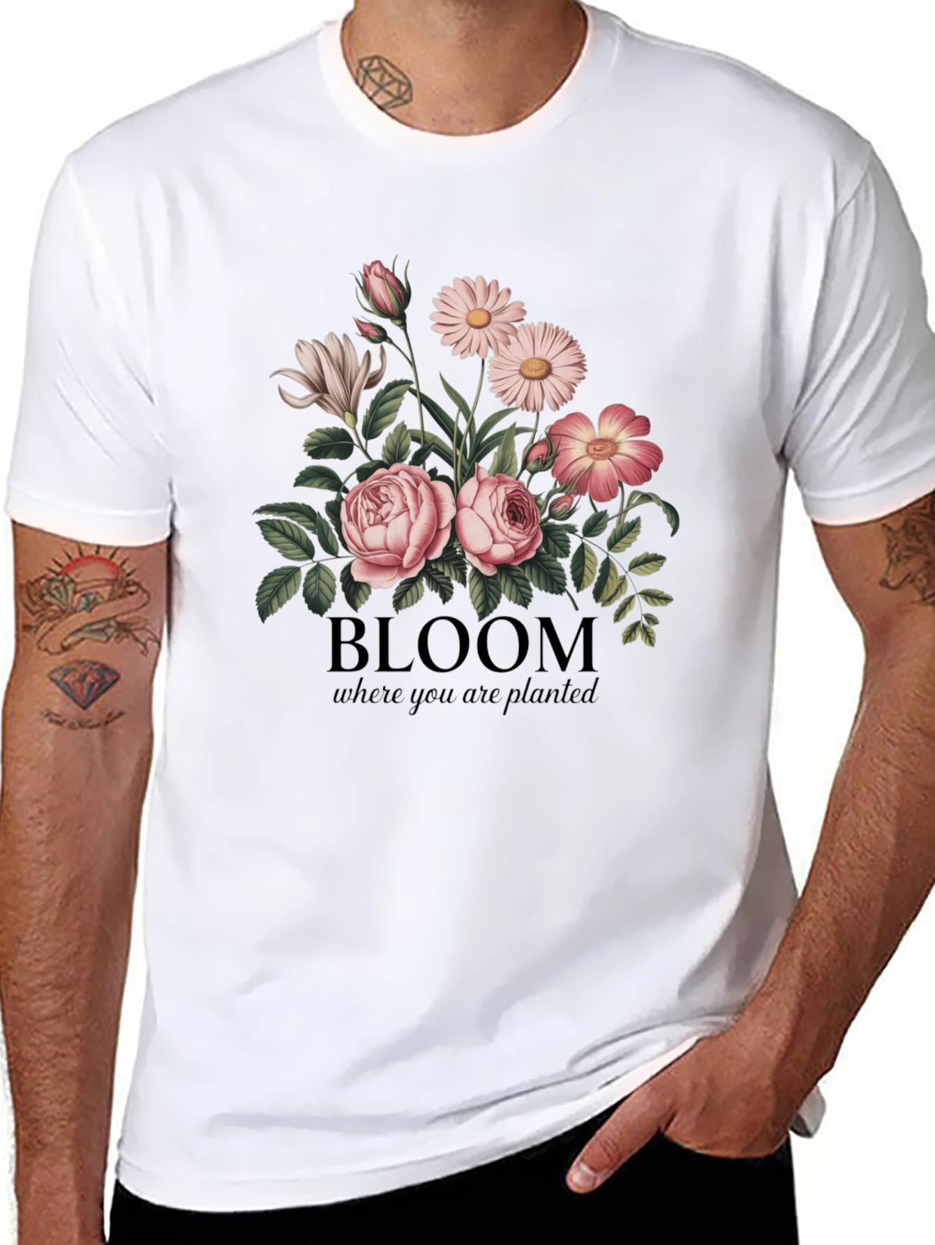 Black Bloom Where You Are Planted T-Shirt view 8