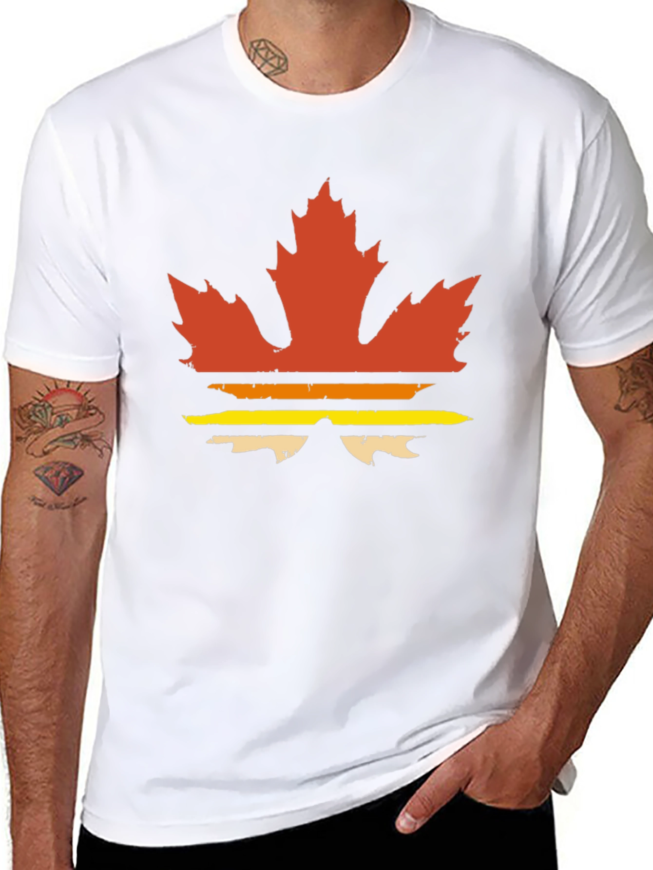 Black Retro Maple Leaf Graphic Tee - Vintage Style T-Shirt view 8
