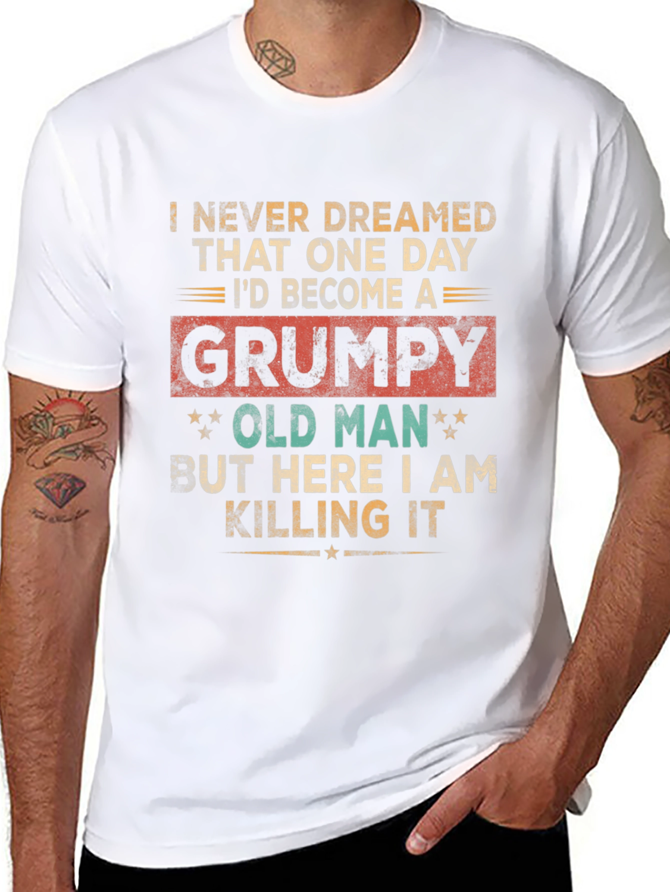 Black Grumpy Old Man T-Shirt - Novelty Gift for Grandpas view 8