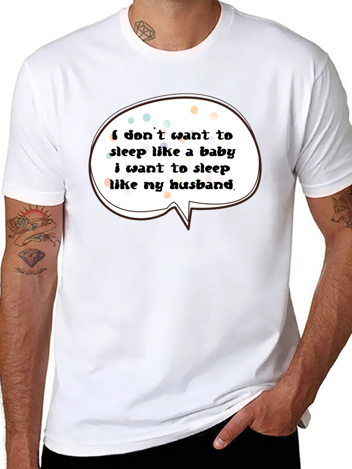 Black Funny Husband Sleep T-Shirt view 8