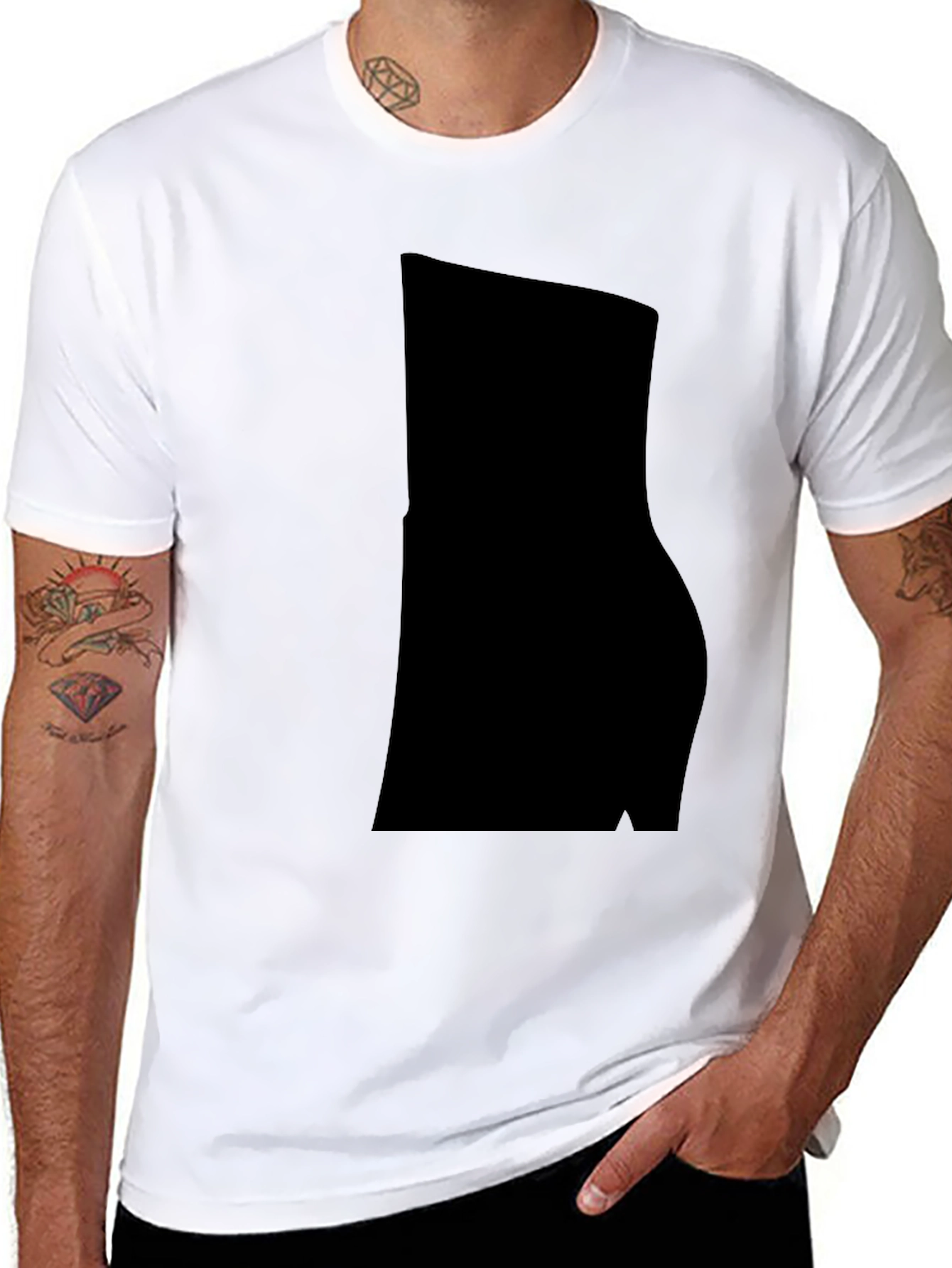 Black Men's Casual Black Cotton Blend T-Shirt view 8
