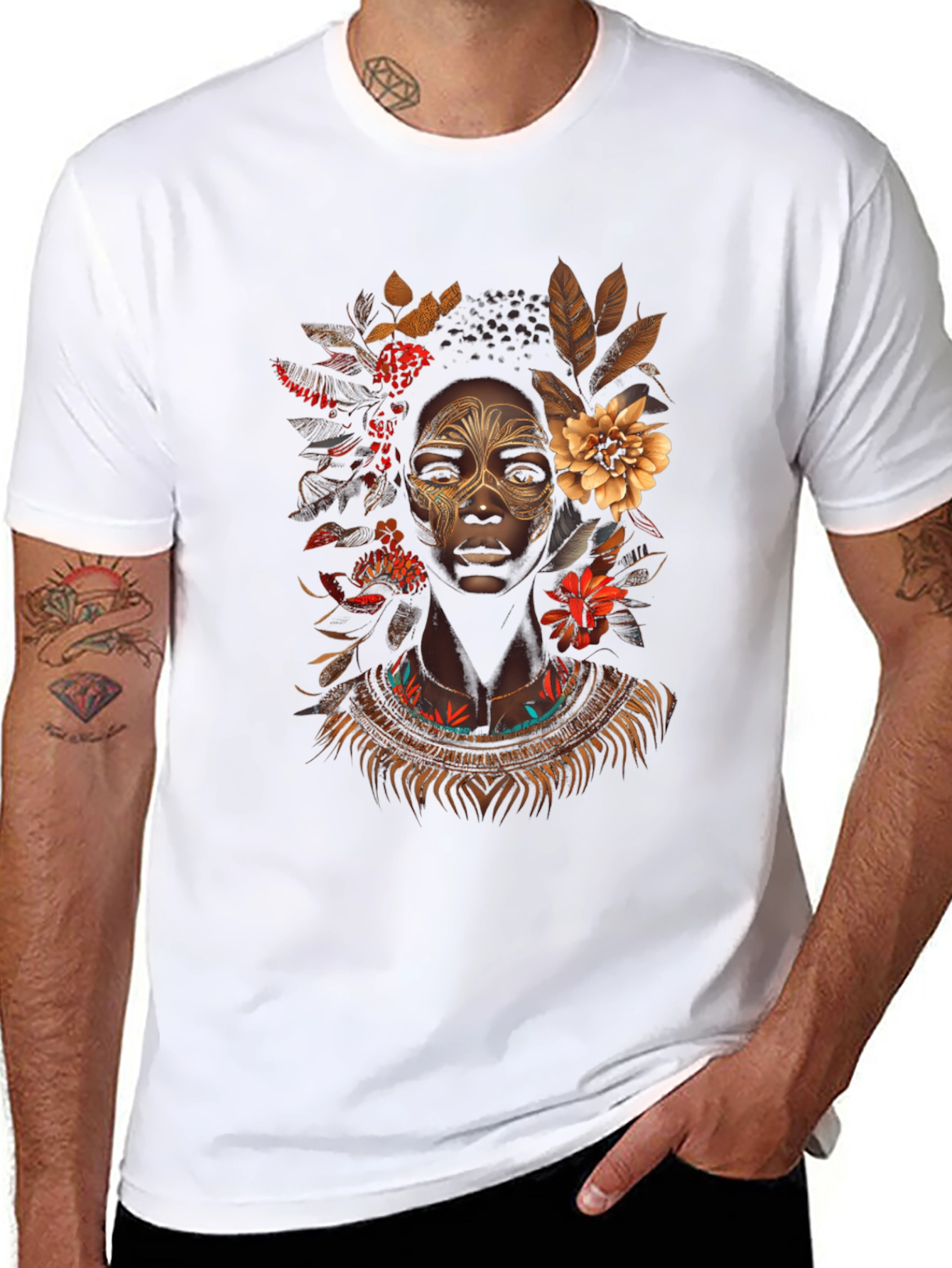 Black Floral Afro-centric Graphic T-Shirt view 8