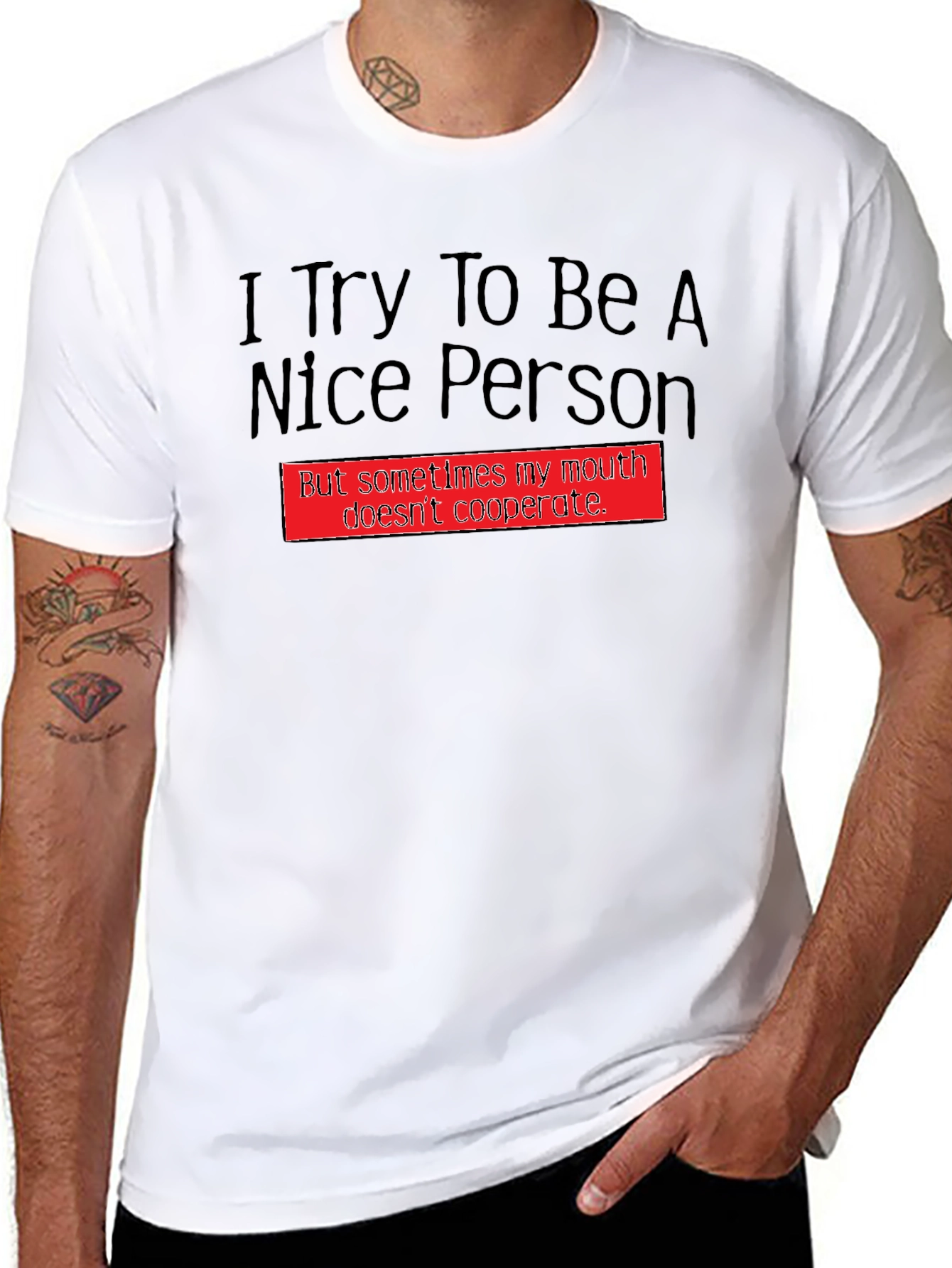 Black Funny "Nice Person" Graphic Tee view 8