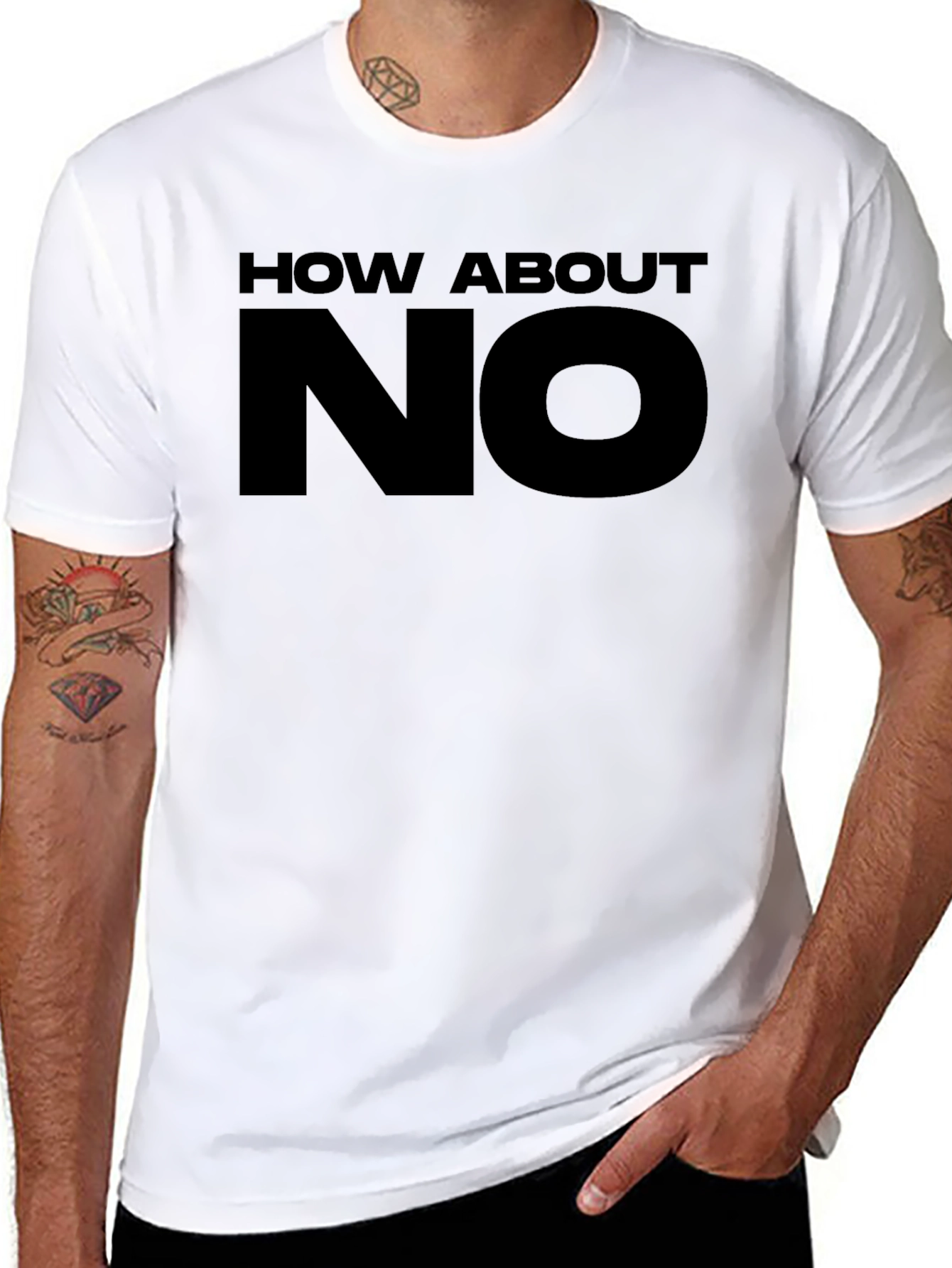 Black How About No Graphic T-Shirt view 8