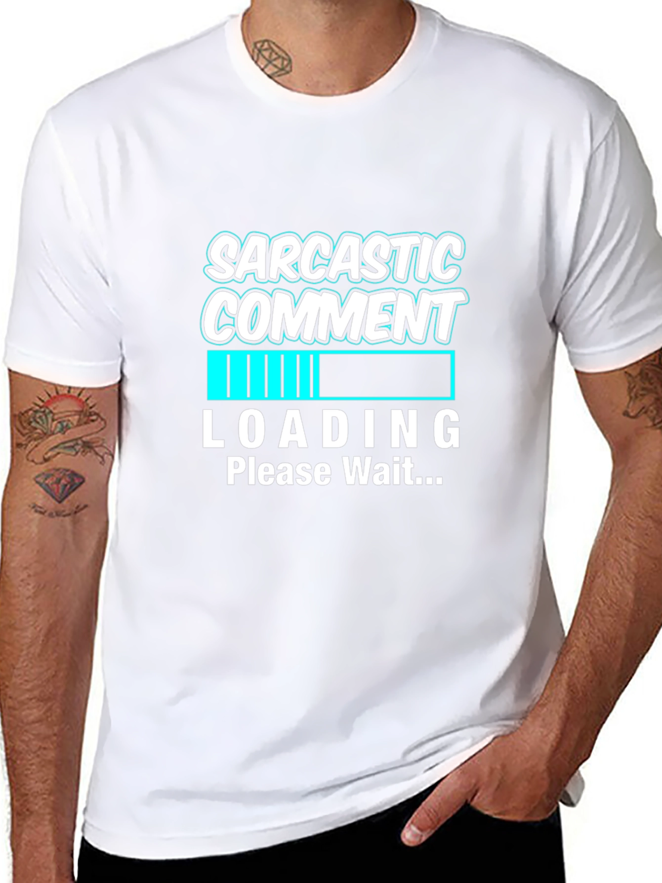 Black Sarcastic Comment Loading Graphic Tee - Black view 8