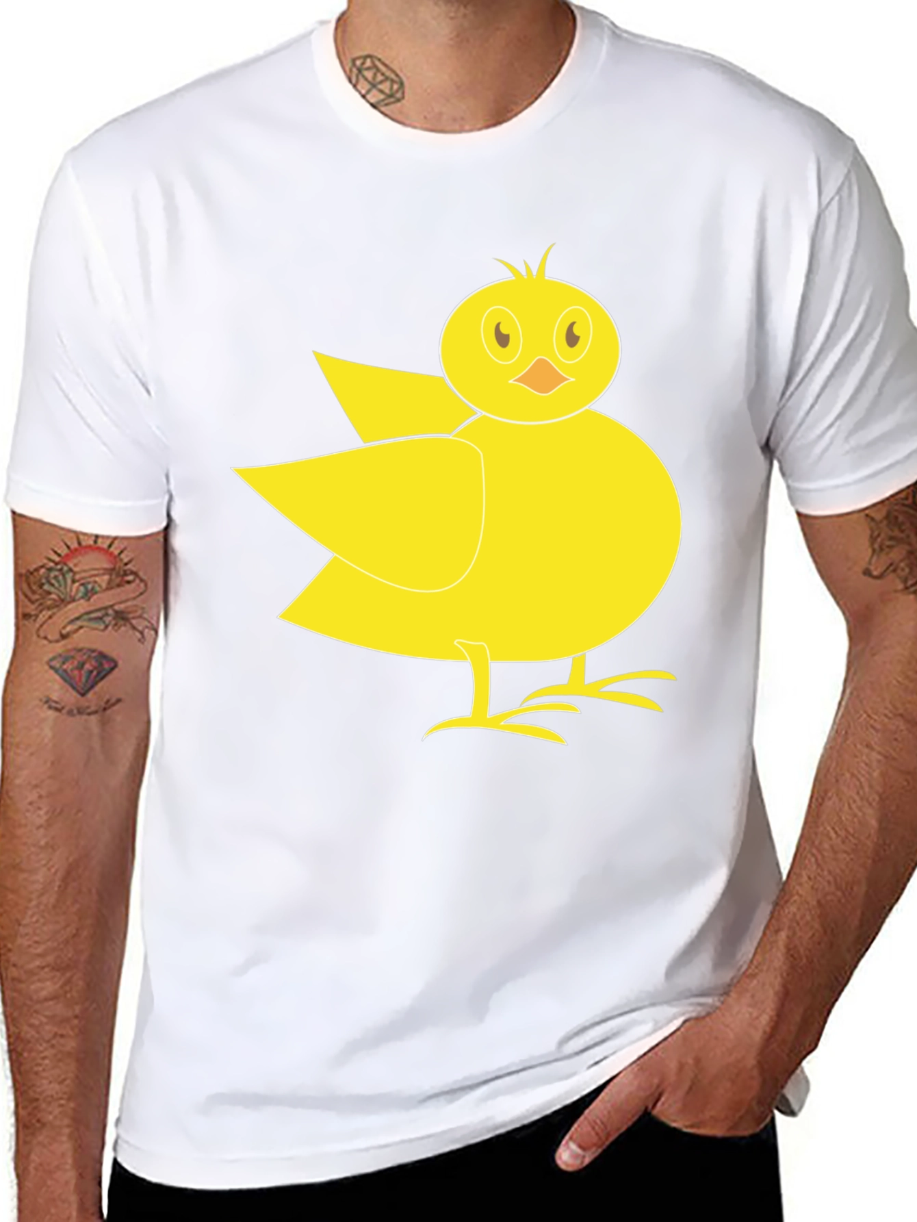 Black Cute Yellow Chick Graphic Tee - Black T-Shirt view 8
