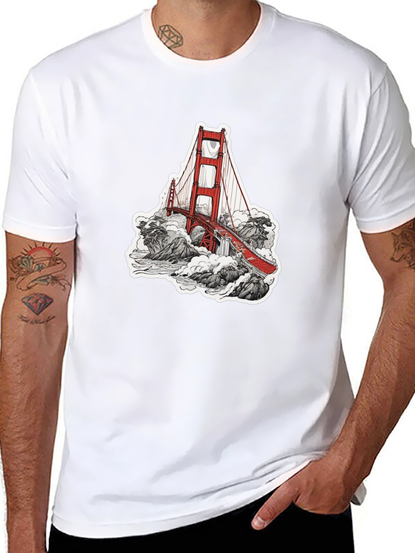 Black Golden Gate Bridge Graphic Tee - Black view 8