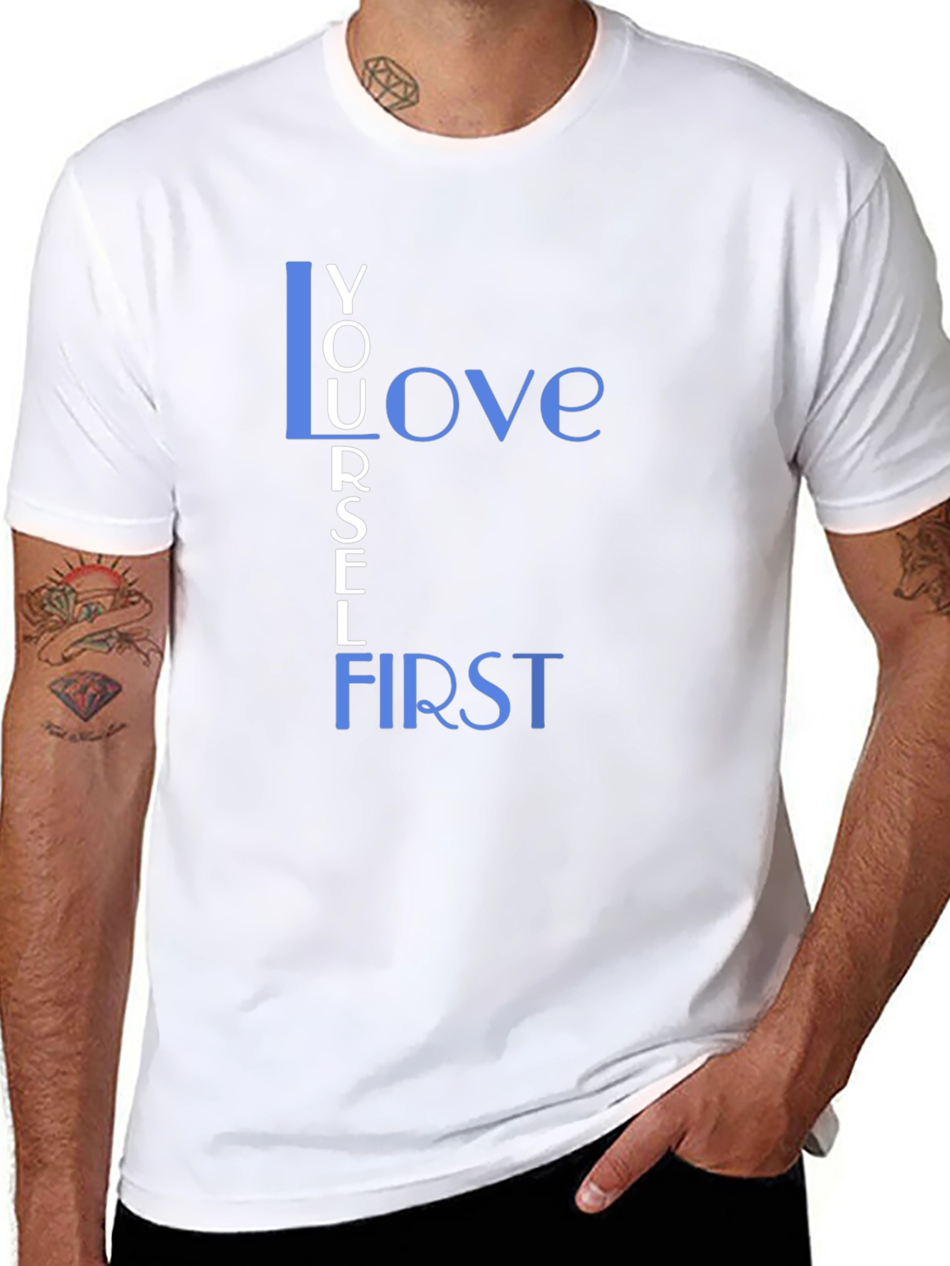 Black Love Yourself First Graphic Tee - Black Cotton view 8