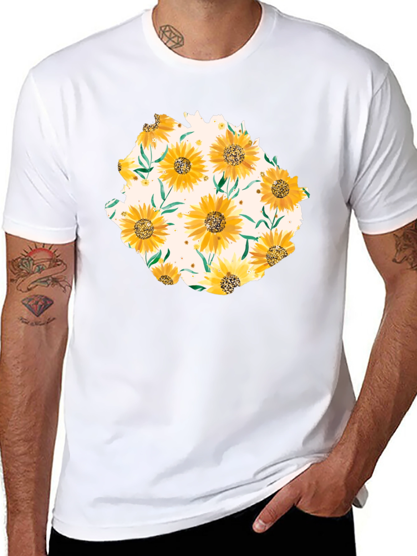 Black Sunflower Graphic Print Black T-Shirt view 8