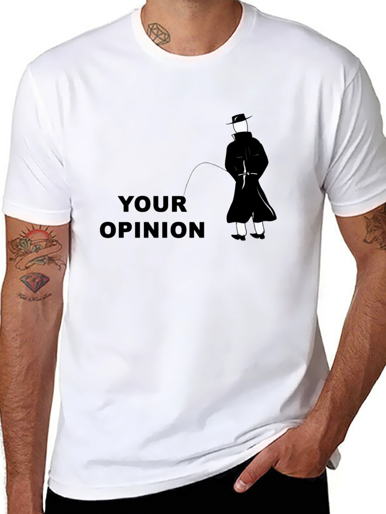 Black Humorous "Your Opinion" Graphic T-Shirt view 8