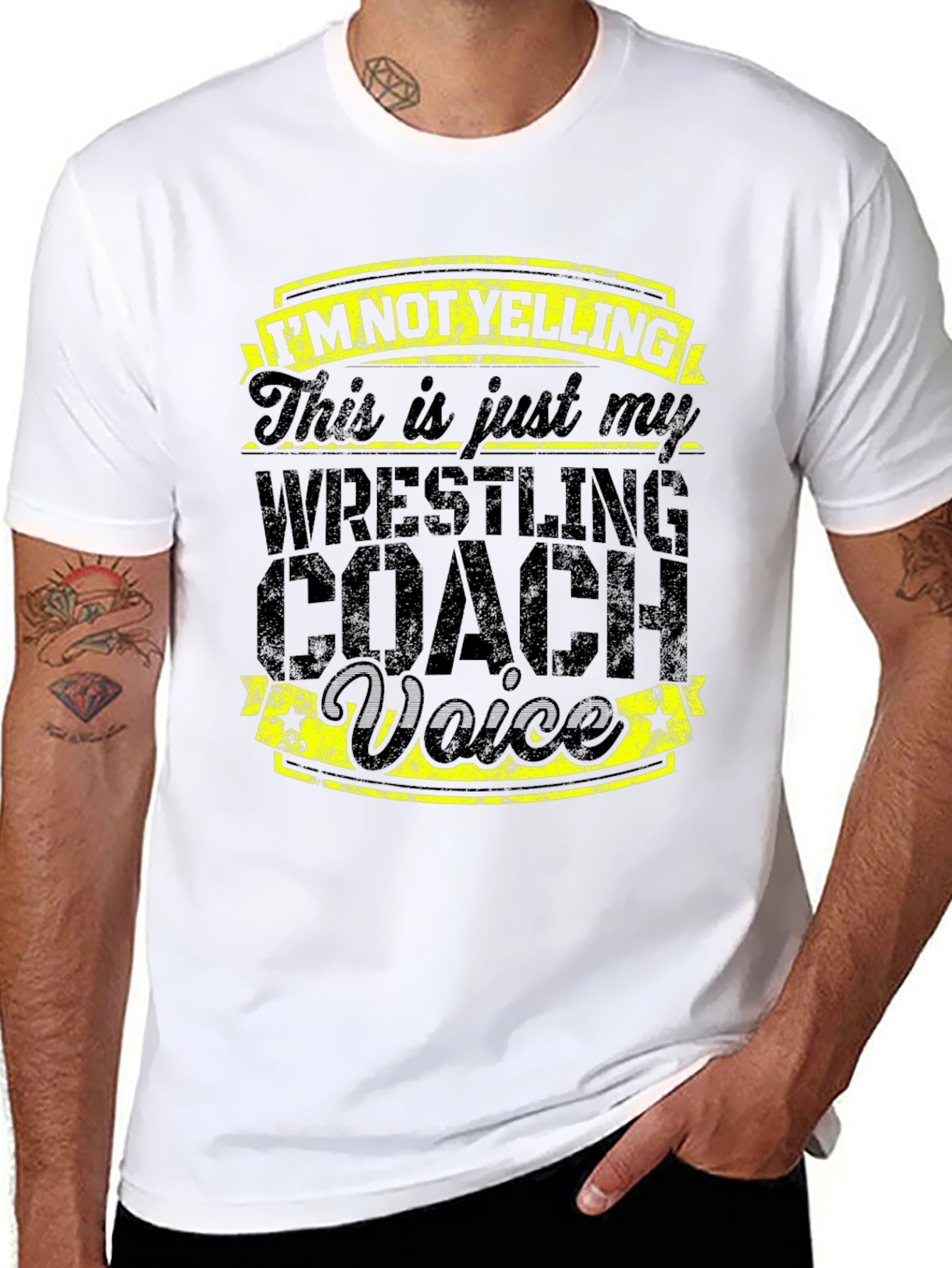 Black Wrestling Coach Voice Graphic Tee - Funny Gift for Wrestlers view 8