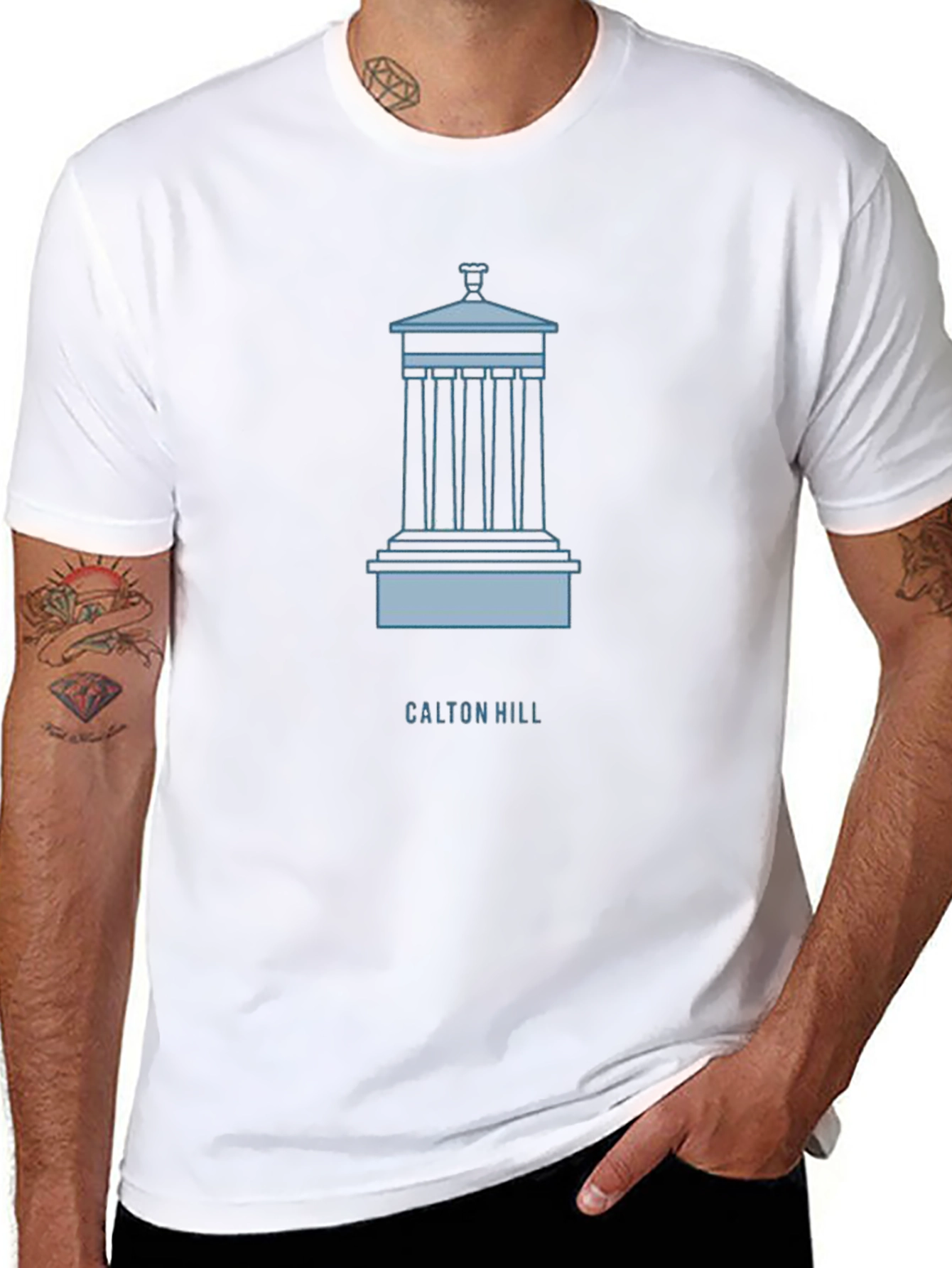 Black Calton Hill Monument Graphic Tee - Classic Style view 8