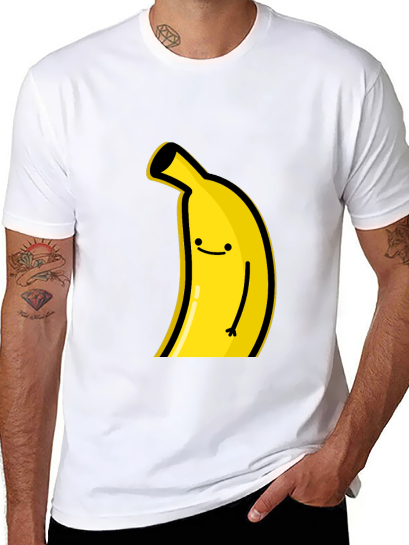 Black Funny Banana Graphic Tee - Black Cotton T-Shirt view 8