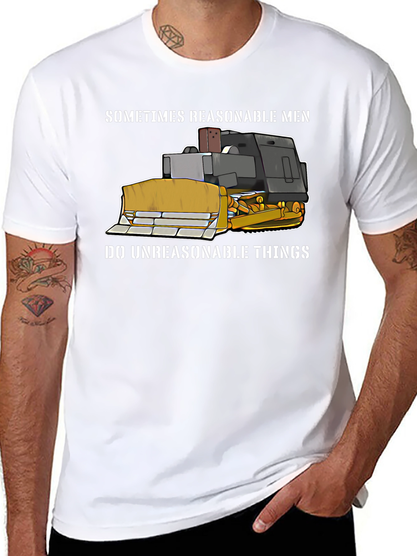 Black Reasonable Men Bulldozer T-Shirt view 8