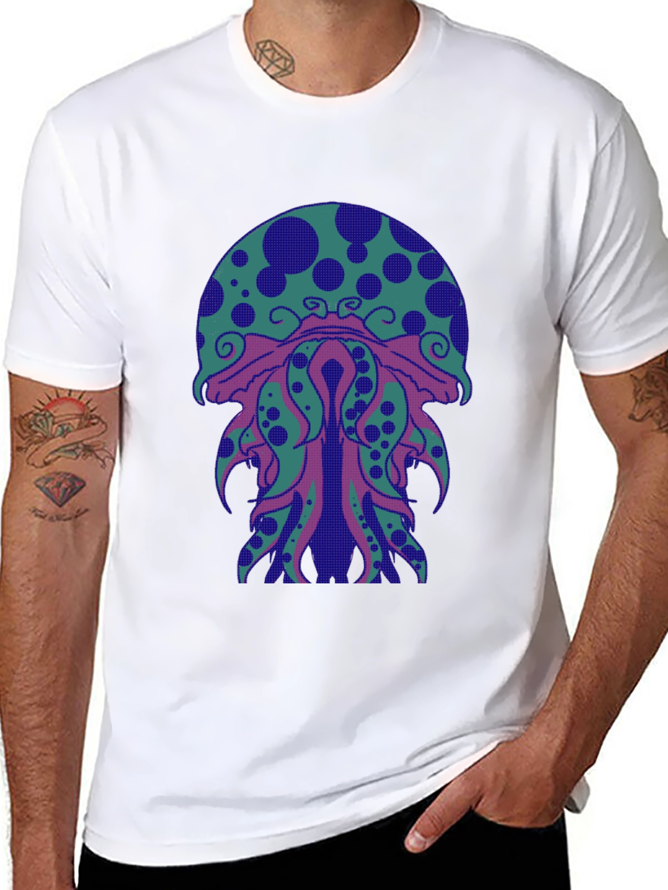 Black Psychedelic Jellyfish Graphic Tee - Black Cotton view 8