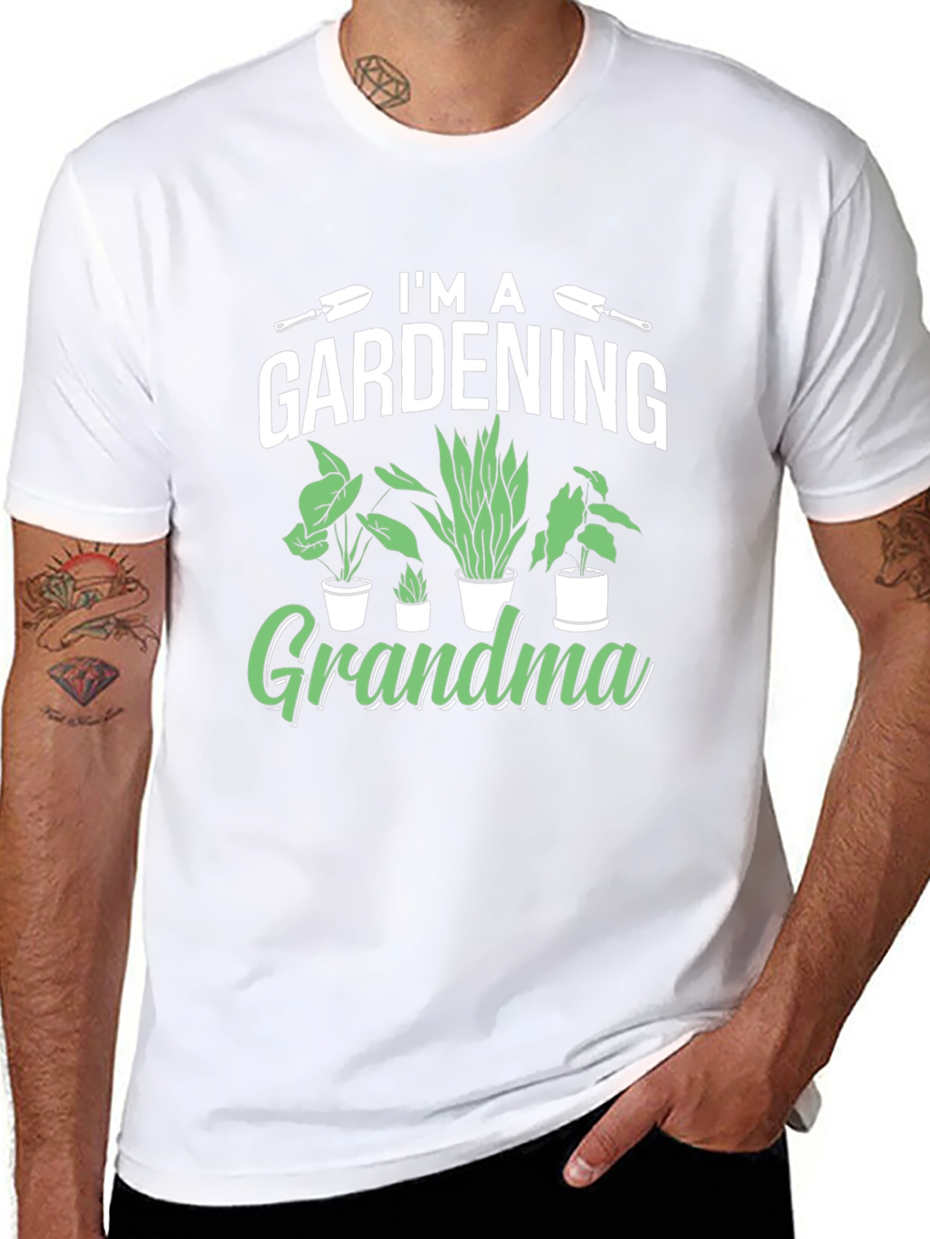 Black Gardening Grandma T-Shirt - Black Cotton Tee view 8