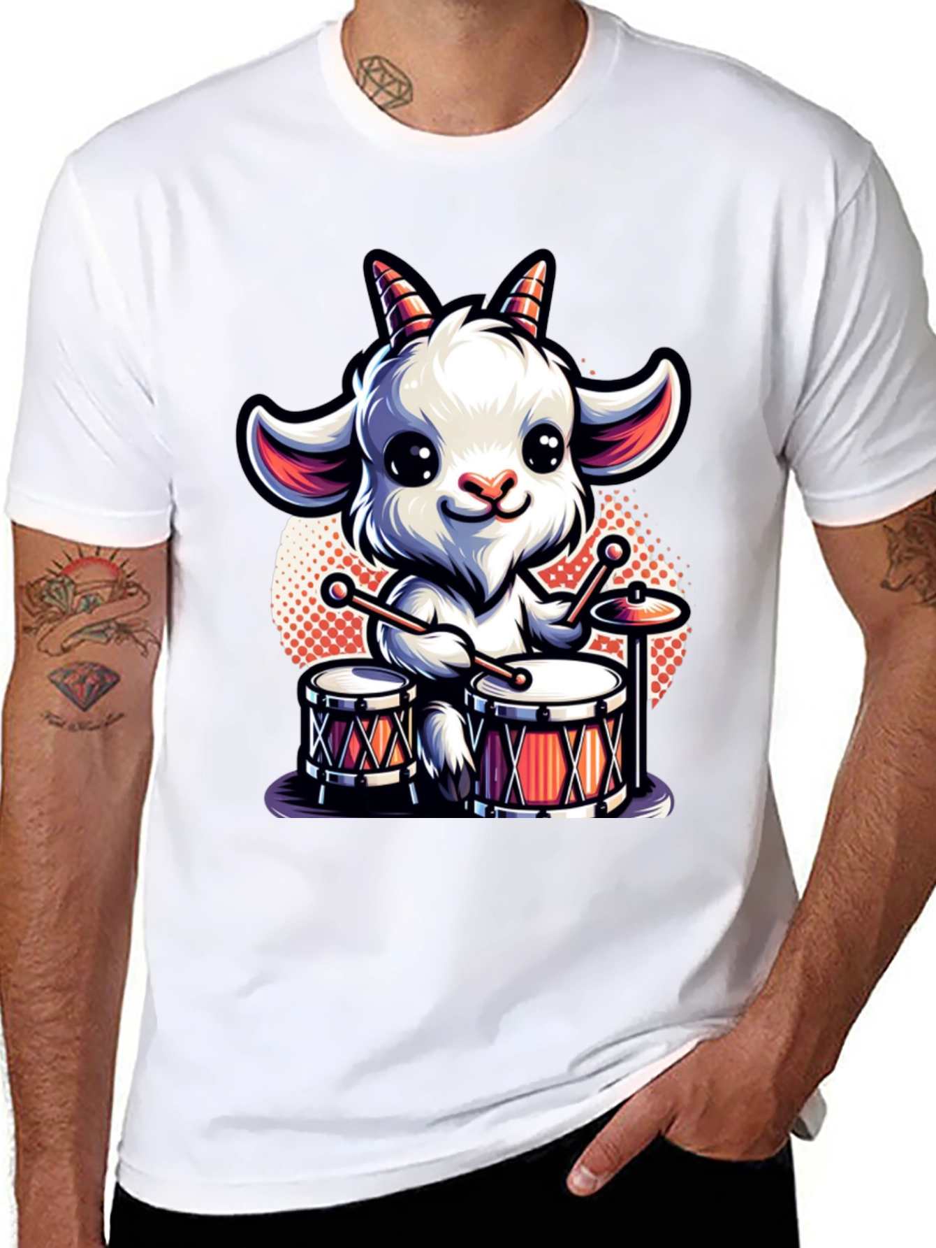 Black Goat Drummer Graphic Tee - Black view 8