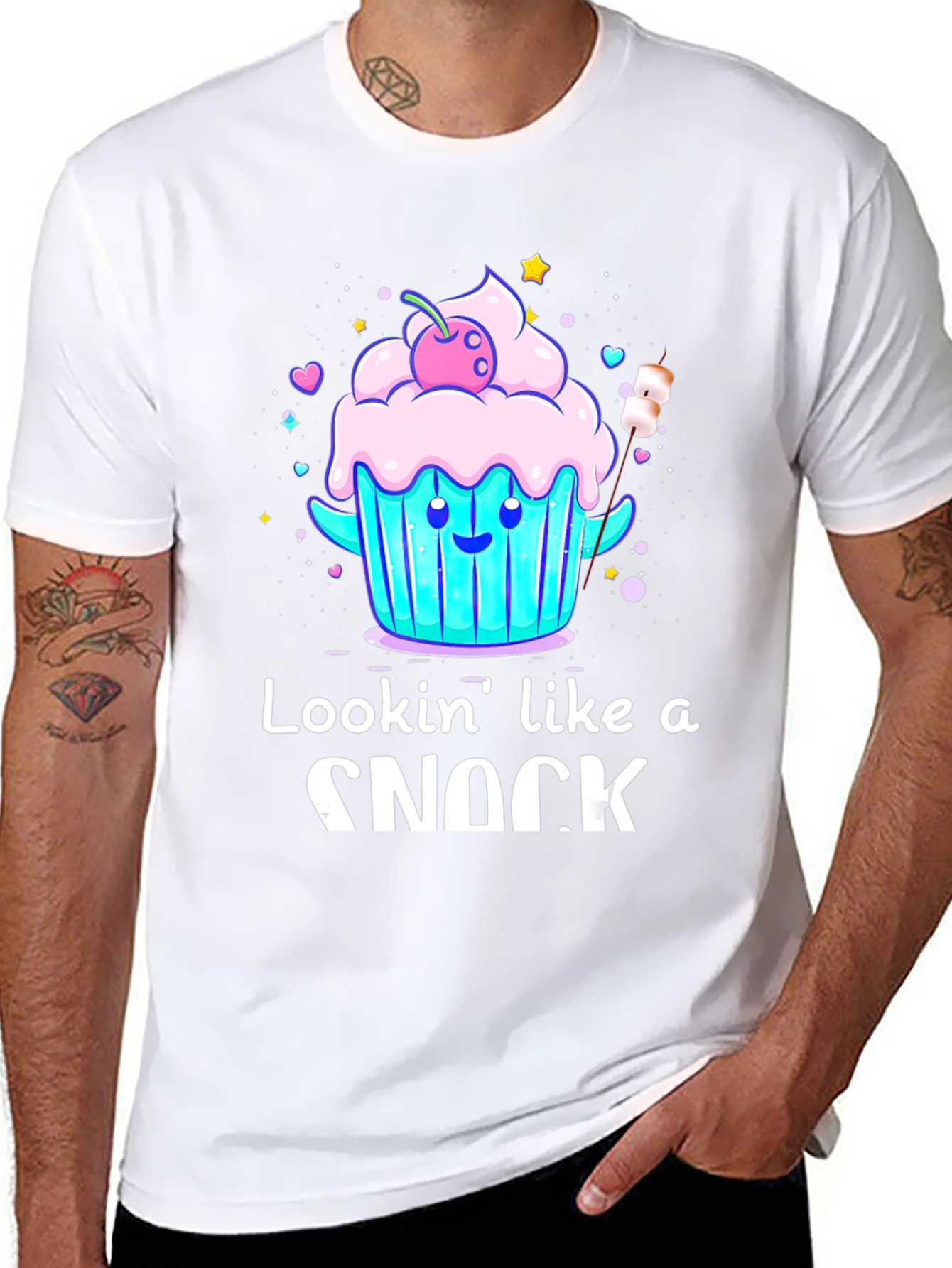 Black Lookin' Like A Snack T-Shirt - Cute Cupcake Design view 8