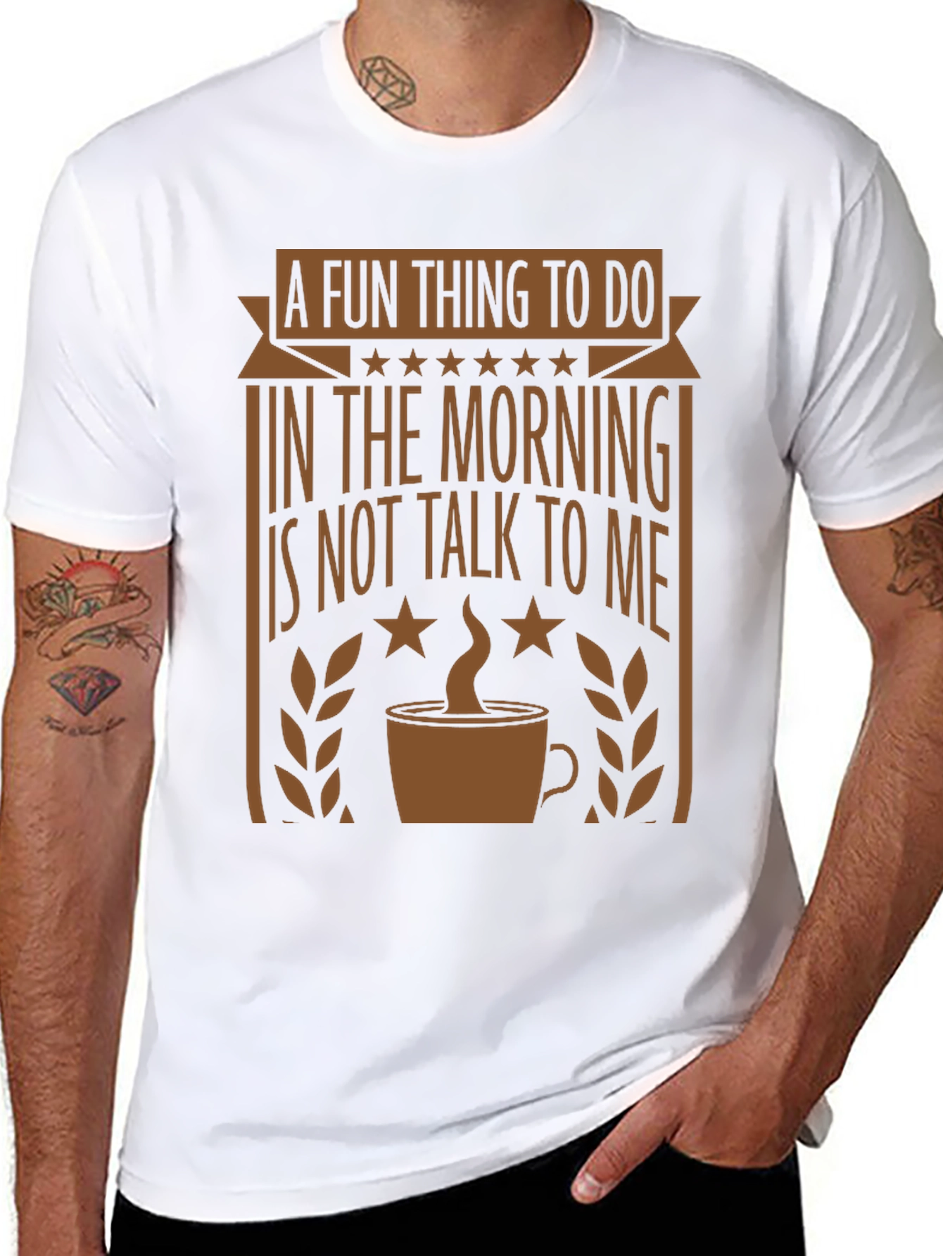 Black Funny Morning Graphic Tee - Coffee Lover's T-Shirt view 8