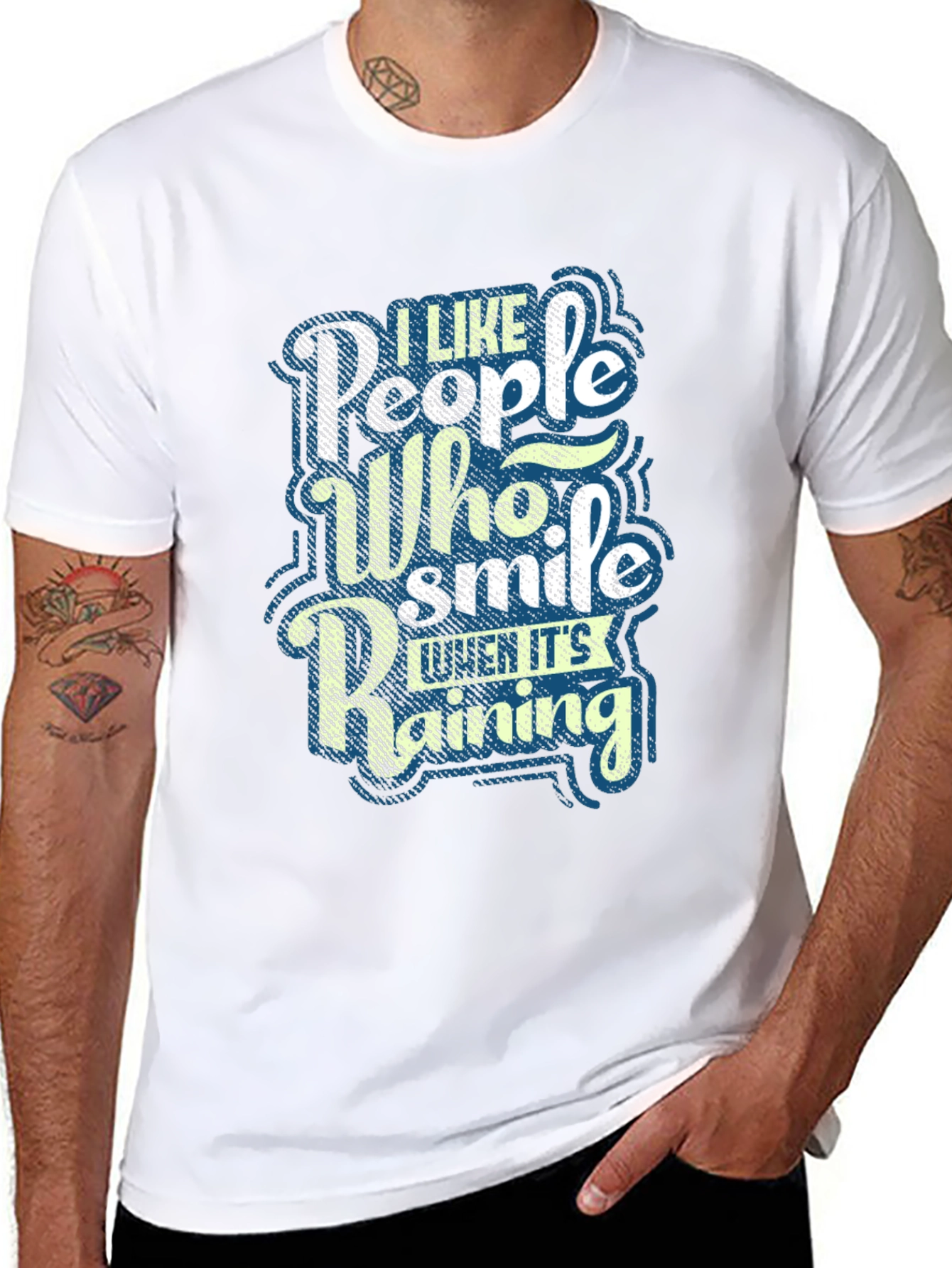 Black I Like People Who Smile When It's Raining Graphic Tee view 8
