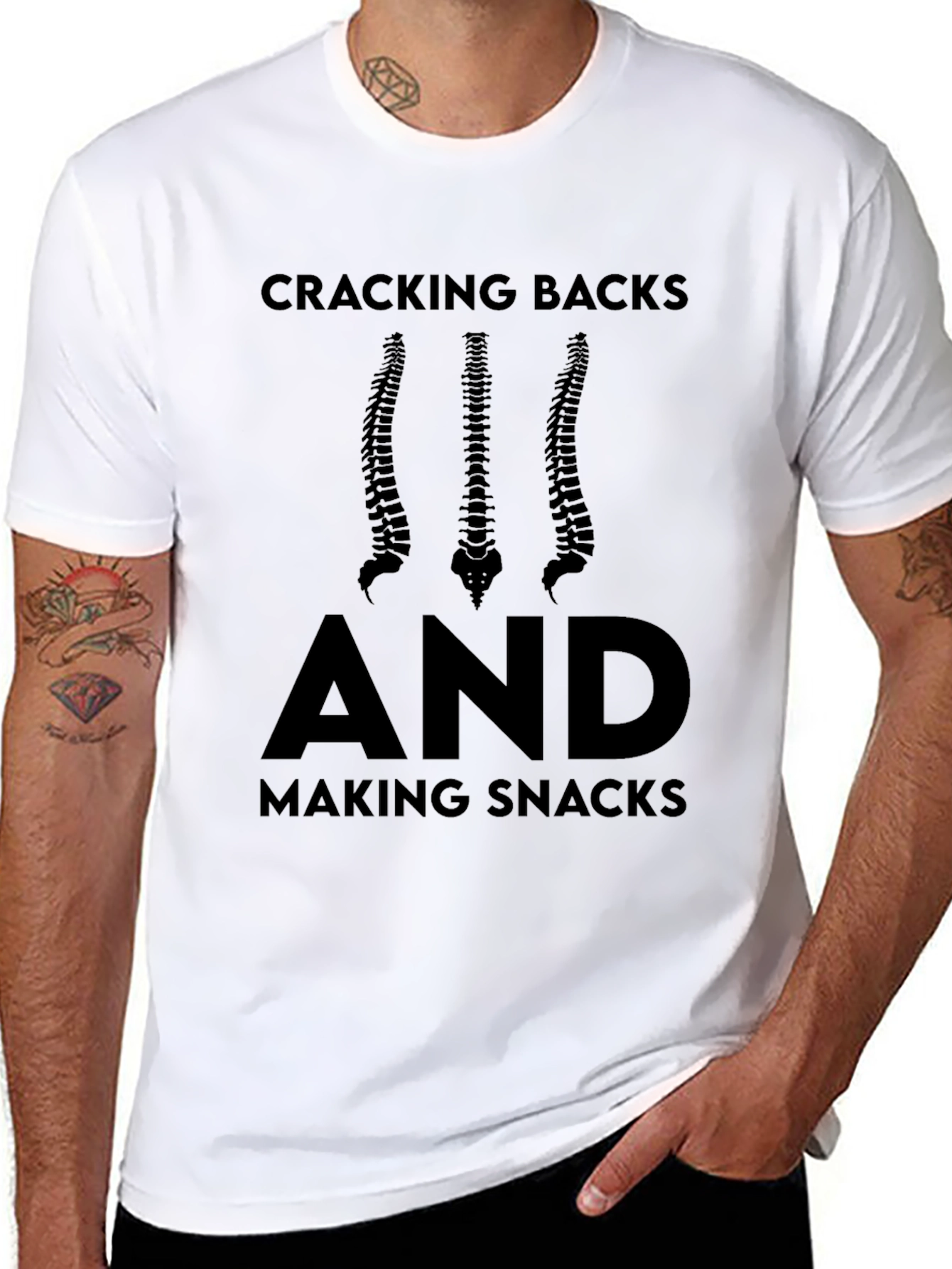 Black Cracking Backs and Making Snacks T-Shirt view 8
