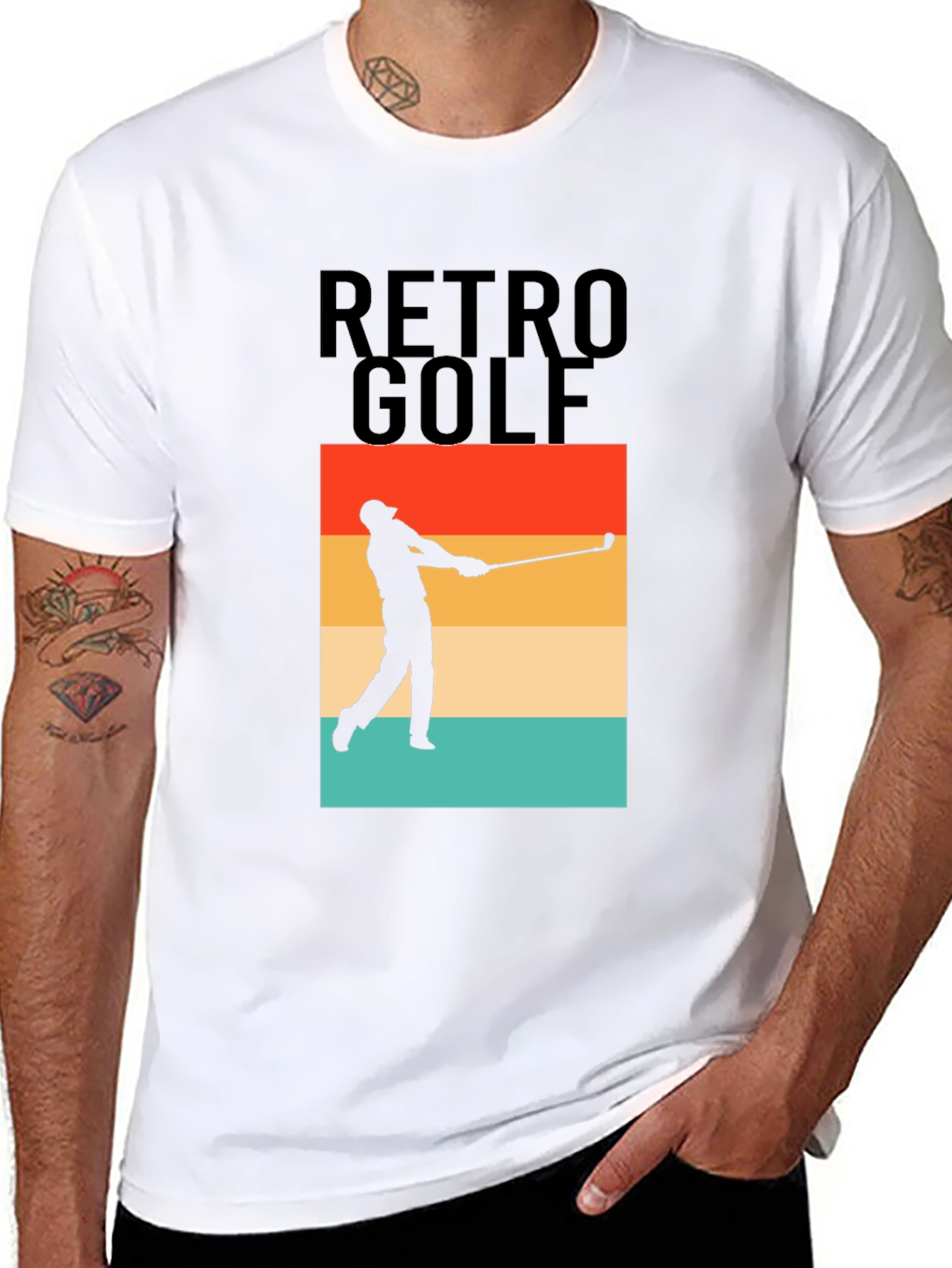 Black Retro Golf T-Shirt - Golfer Silhouette Tee view 8
